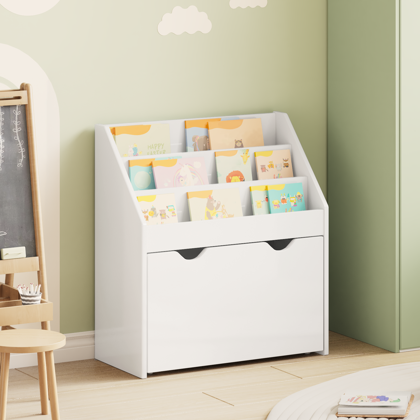 vidaXL Biblioteczka dla dzieci Wysoki połysk biały 60 x 29,5 x 69 cm