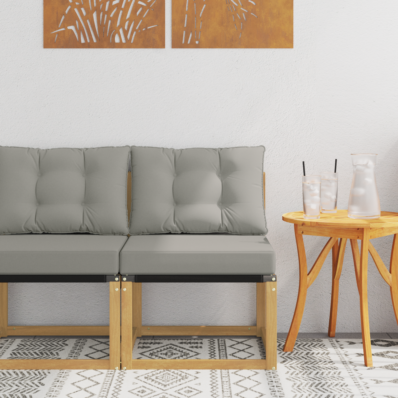 vidaXL Środkowa sofa ogrodowa Lite drewno akacjowe i tkanina tekstylna