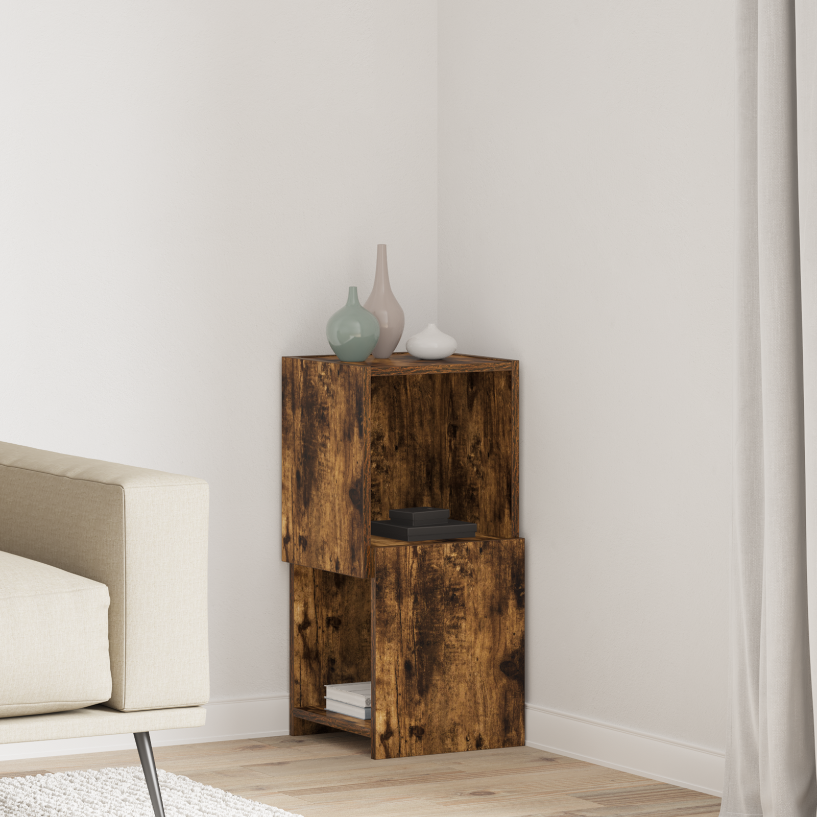 vidaXL Szafka narożna 30,5x30x65cm Drewno inżynieryjne Dąb wędzony