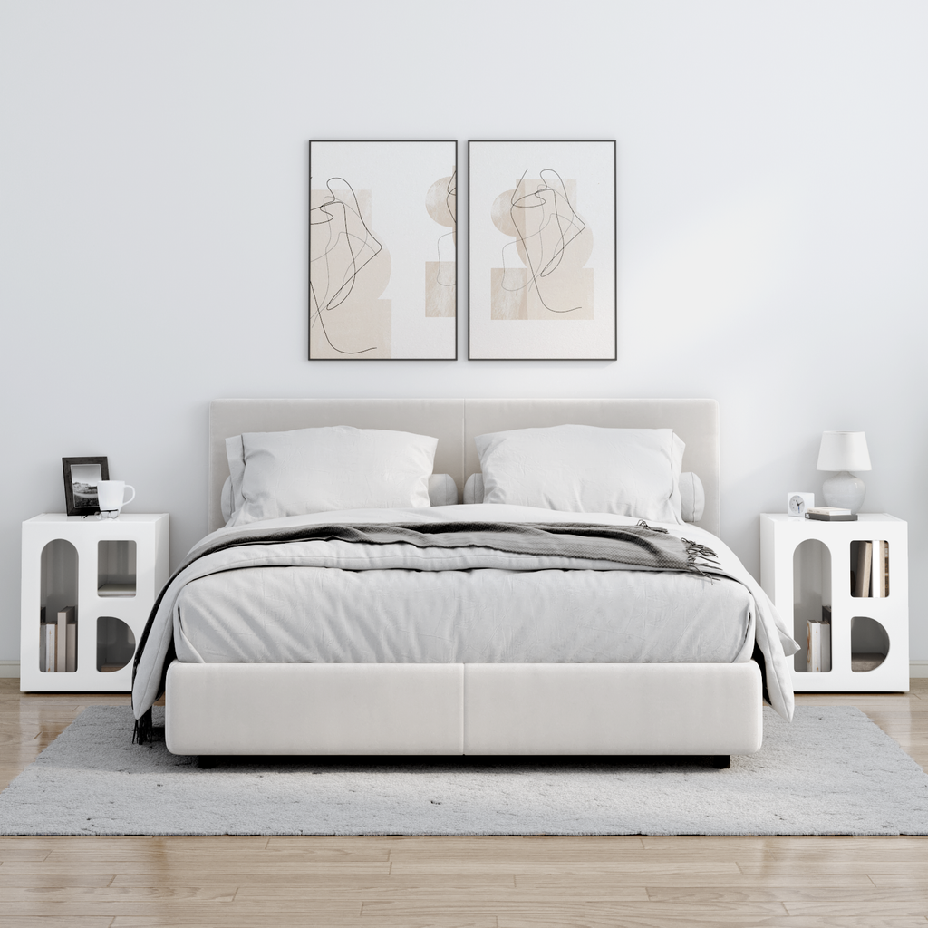 vidaXL Stolik nocny ELST 2 szt. Wysoki połysk biały 40 x 35 x 50 cm