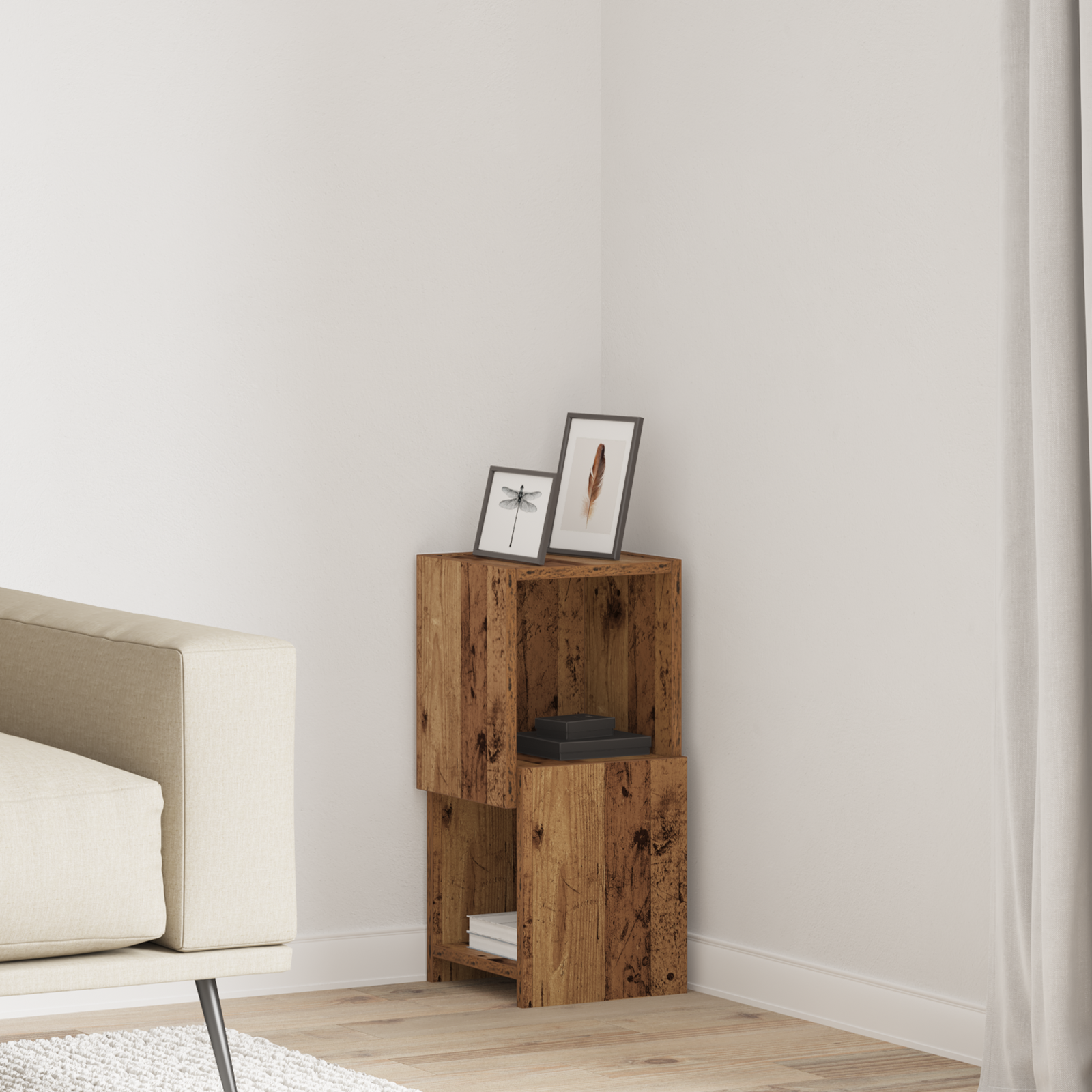 vidaXL Szafka narożna 25,5x25x55cm Drewno inżynieryjne Stare drewno