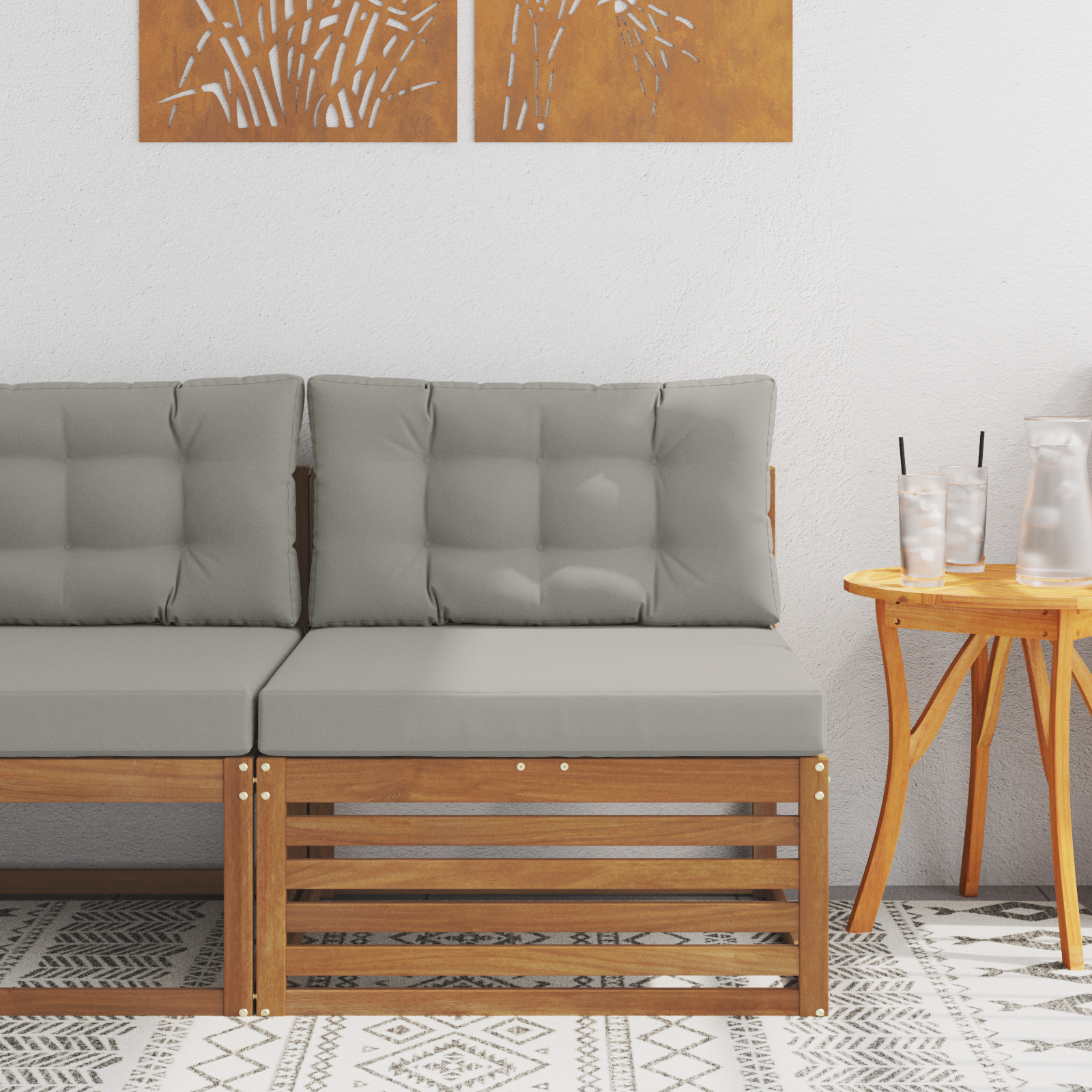 vidaXL Sofa środkowa na zewnątrz Lite Drewno Akacji Naturalny