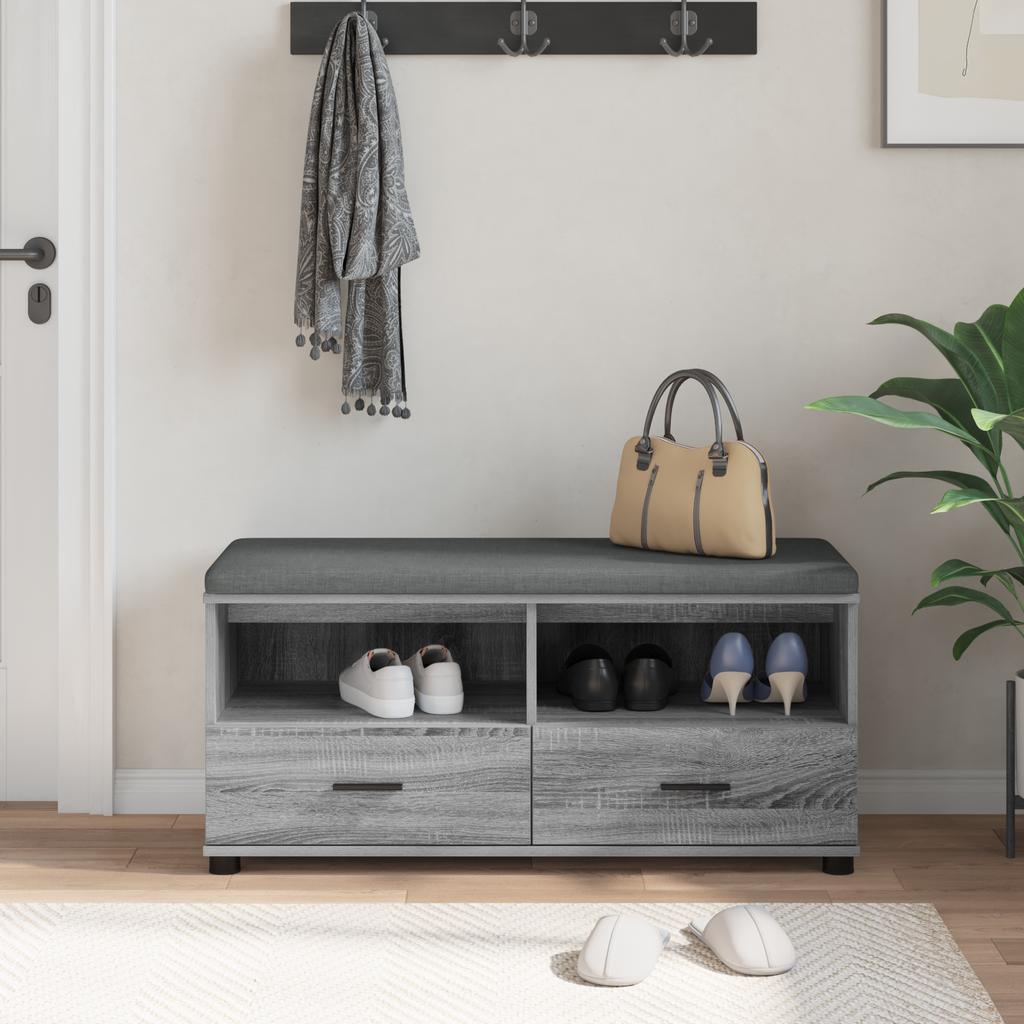 vidaXL Ławka w przedpokoju Szary Sonoma 100 x 38 x 46 cm