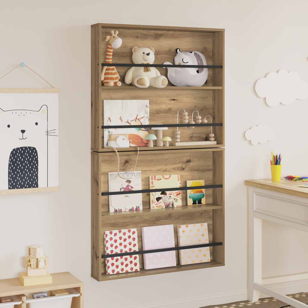 vidaXL Regał na gazety z półką 2 pcs Dąb rzemieślniczy 80 x 12 x 70 cm