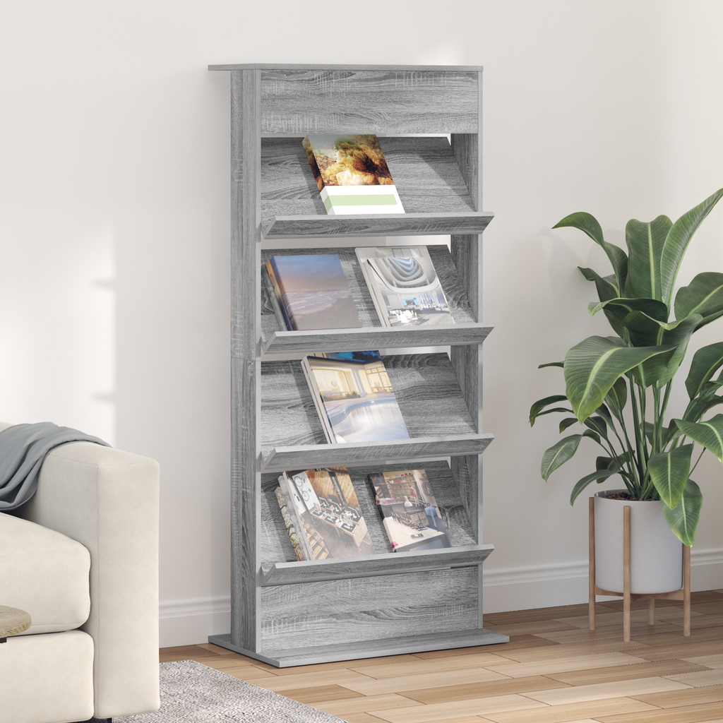 vidaXL Regał na gazety Szary Sonoma 70 x 41 x 156 cm
