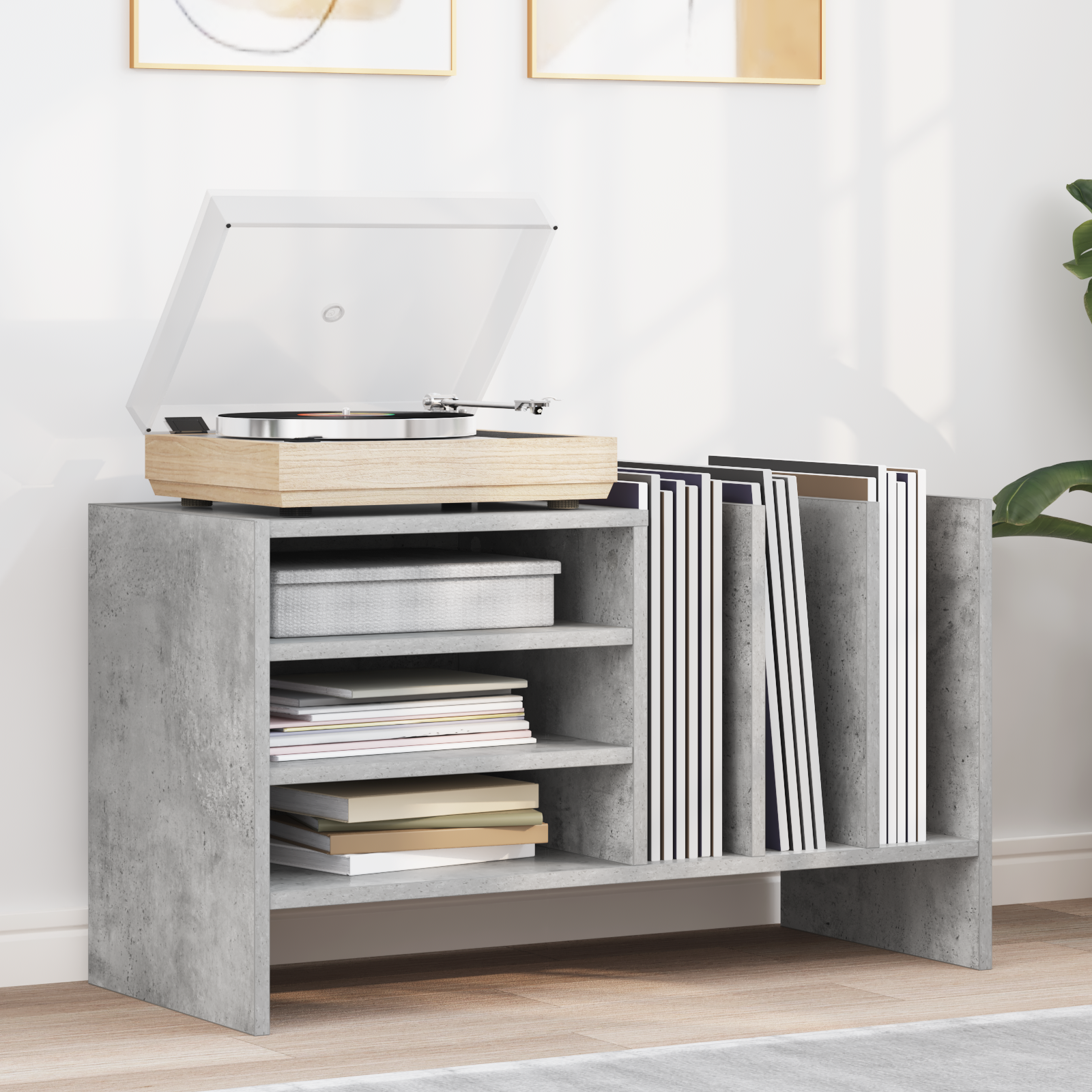 vidaXL Szafka na płyty winylowe Betonowy szary 78,5 x 35 x 45 cm