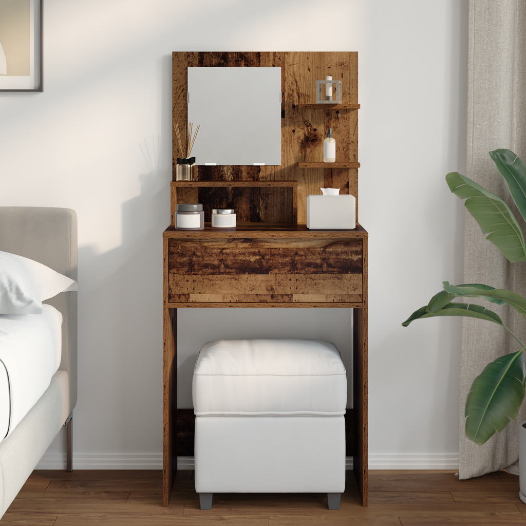 vidaXL Toaletki do sypialni z szufladą Stare drewno 80 x 39,6 x 135 cm