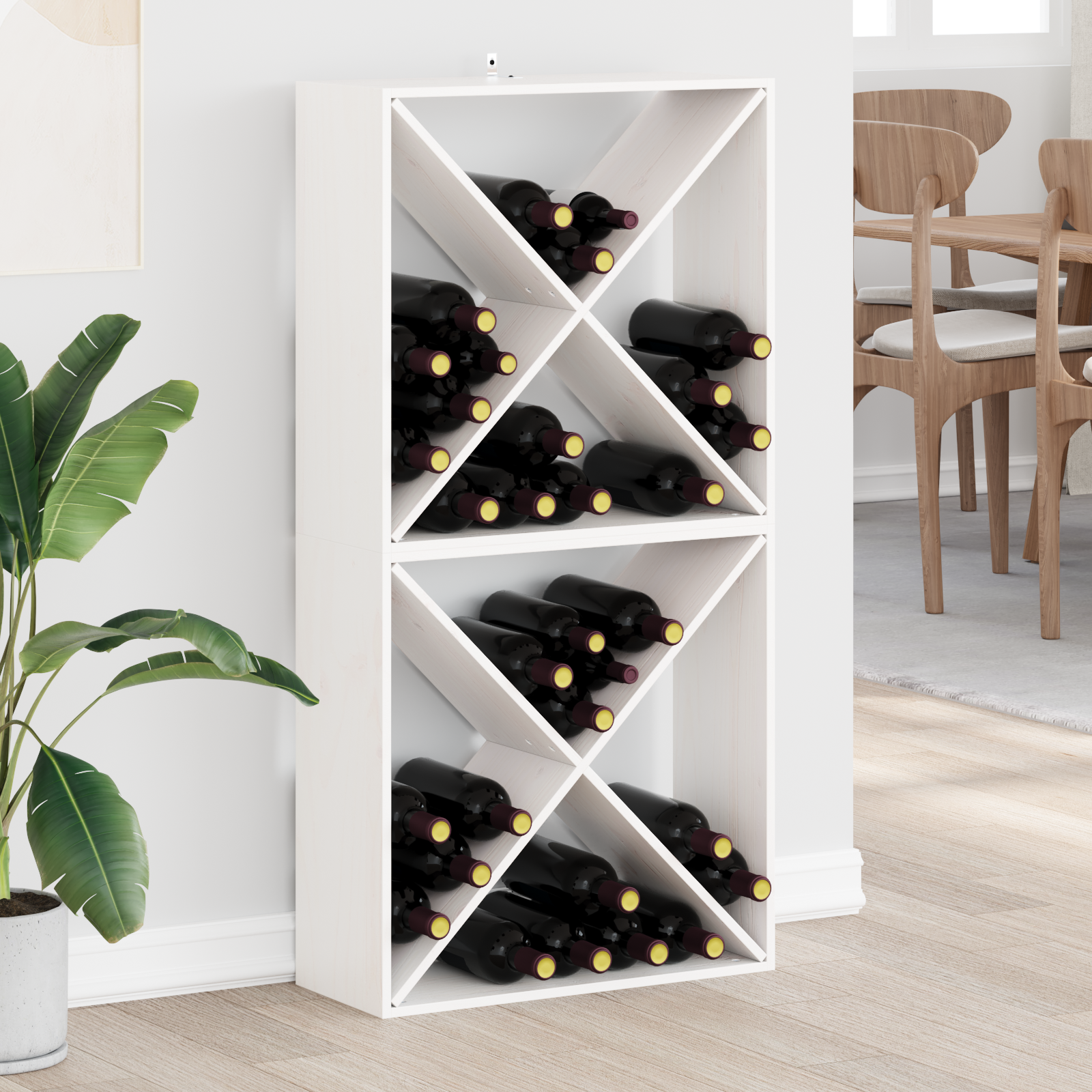 vidaXL Regał na wino 2 szt. Biały 62 x 25 x 62 cm Lite drewno sosnowe