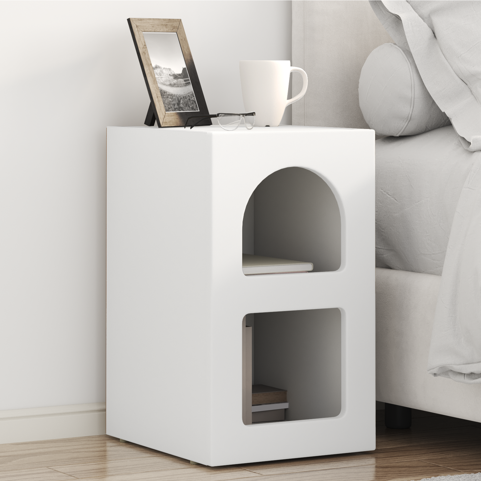 vidaXL Stolik nocny ELST Biały 29,5 x 33,5 x 50 cm Drewno inżynieryjne