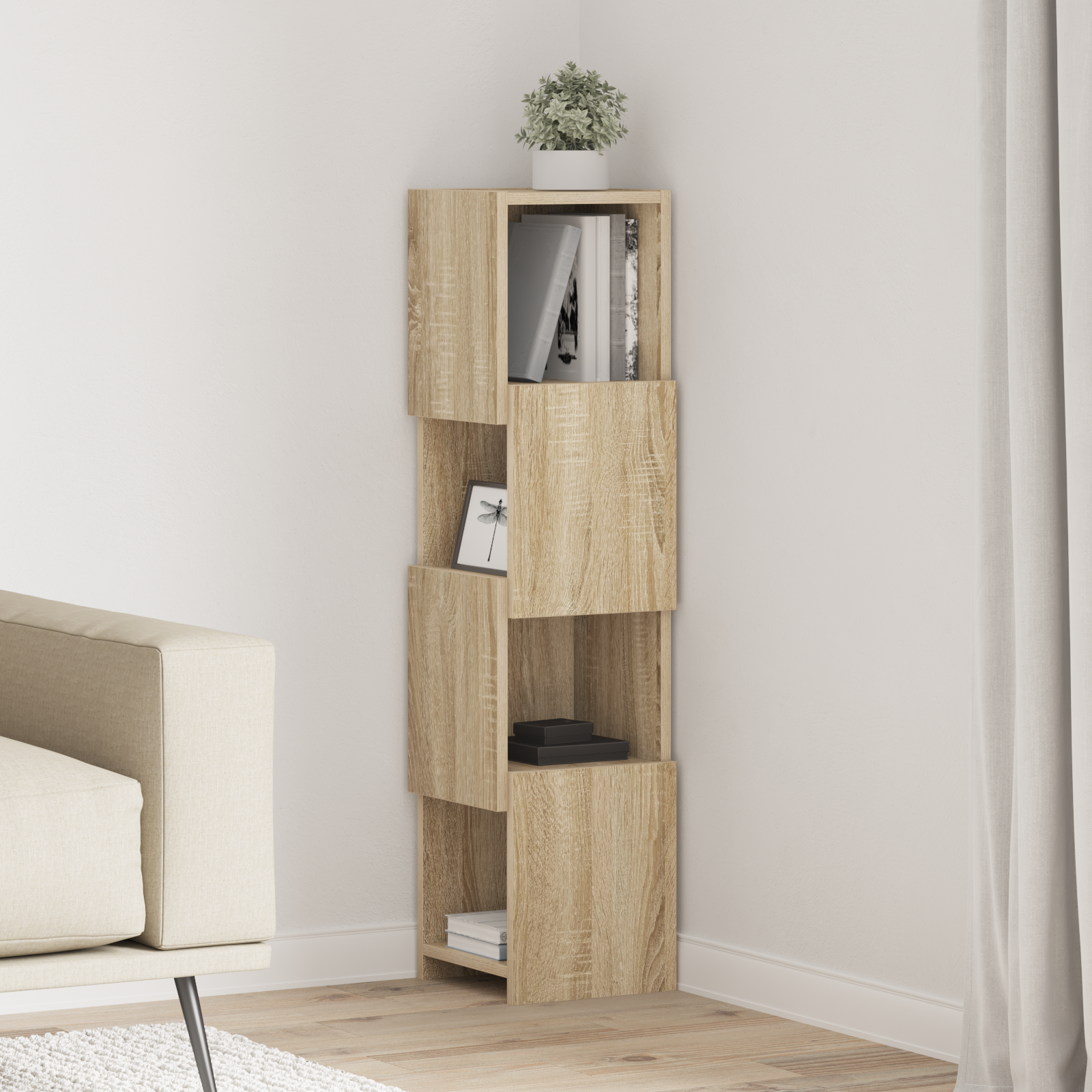 vidaXL Szafka narożna 25,5x25x102cm Drewno inżynieryjne Dąb Sonoma