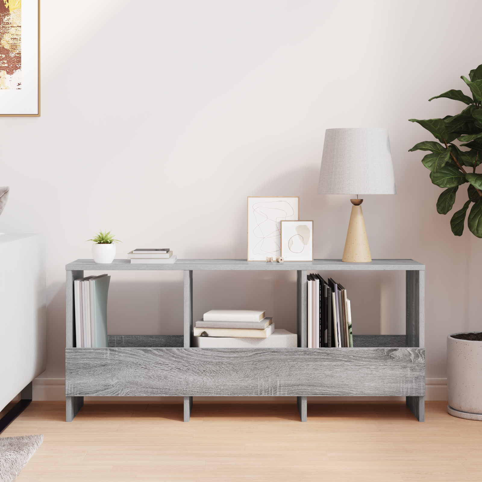 vidaXL Regał na gazety Szary Sonoma 102 x 30 x 45 cm