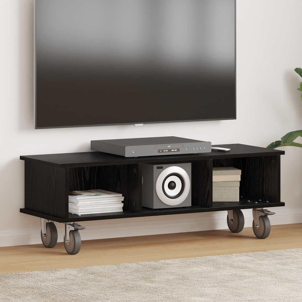 vidaXL Stół pod telewizor 100 x 35 x 35 cm Czarny Dąb
