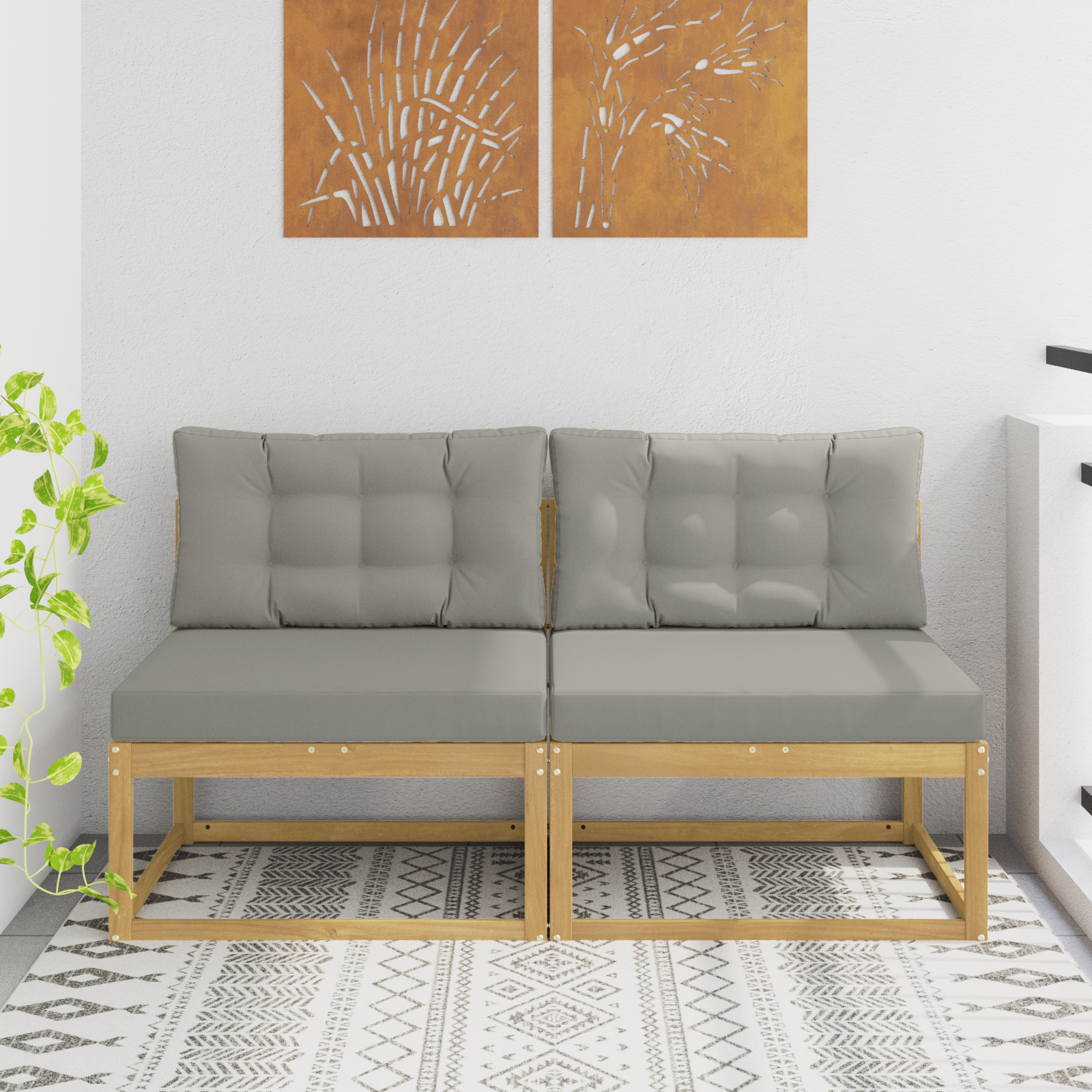 vidaXL 2 Sztuka Środkowa sofa ogrodowa Poliester Biały