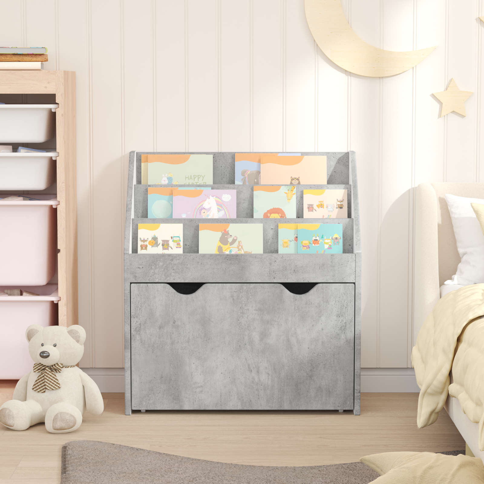 vidaXL Biblioteczka dla dzieci Betonowy szary 60 x 29,5 x 69 cm