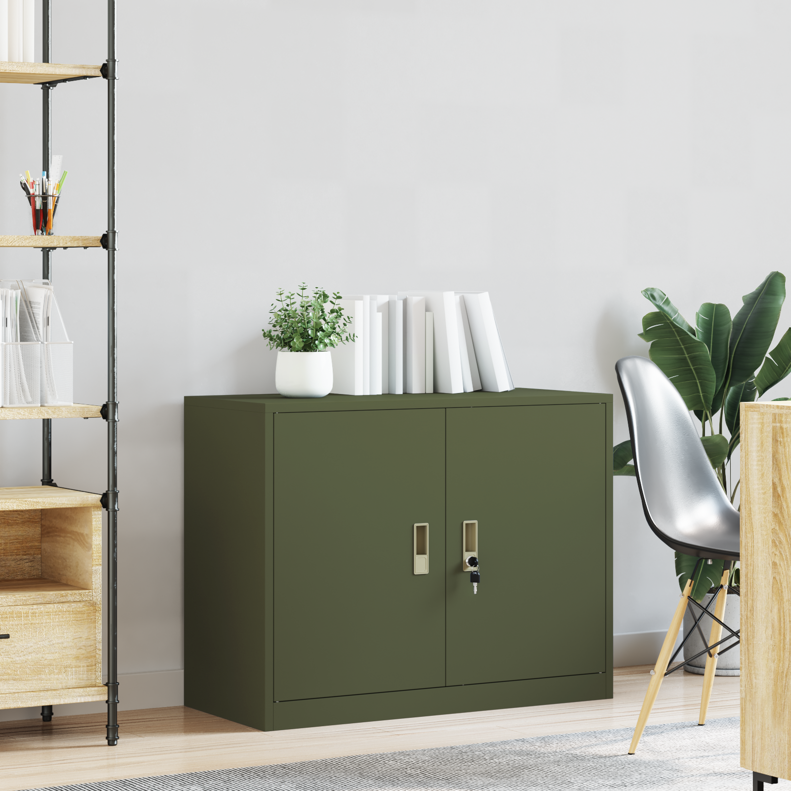 vidaXL Szafka do przechowywania Zielony oliwkowy 90 x 40 x 70 cm Stal