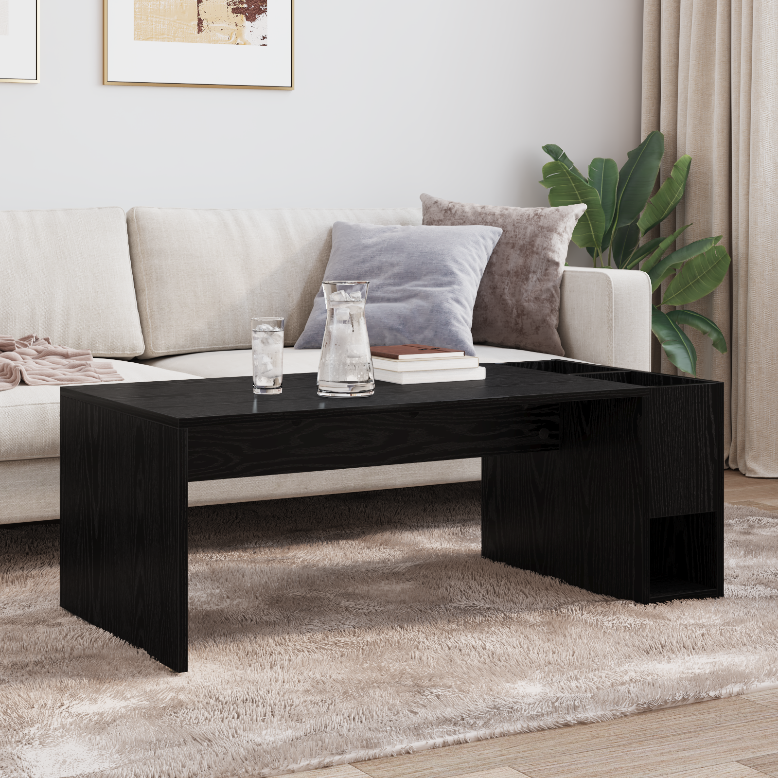 vidaXL Stolik kawowy Czarny Dąb 101,5 x 50 x 37 cm Drewno inżynieryjne