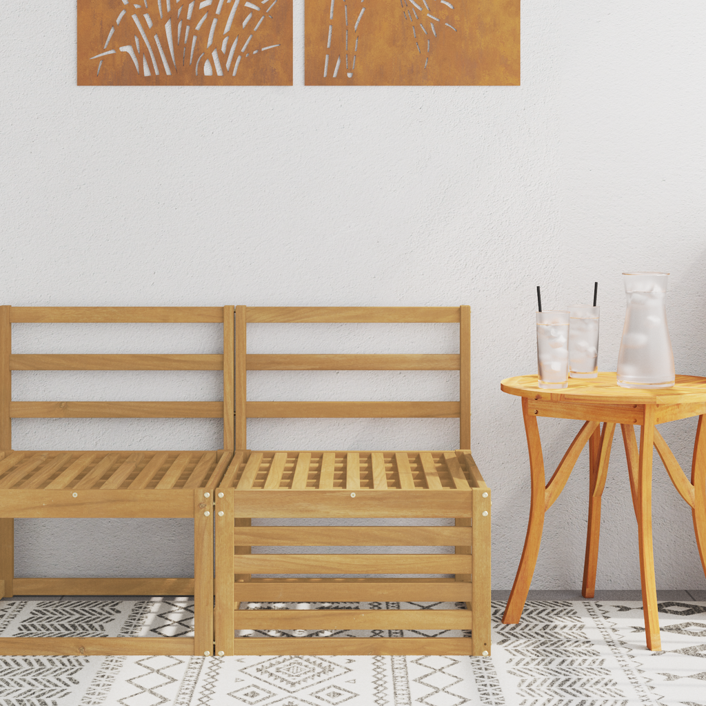 vidaXL Środkowa sofa ogrodowa Lite Drewno Akacji Biały 63 x 59 x 73 cm