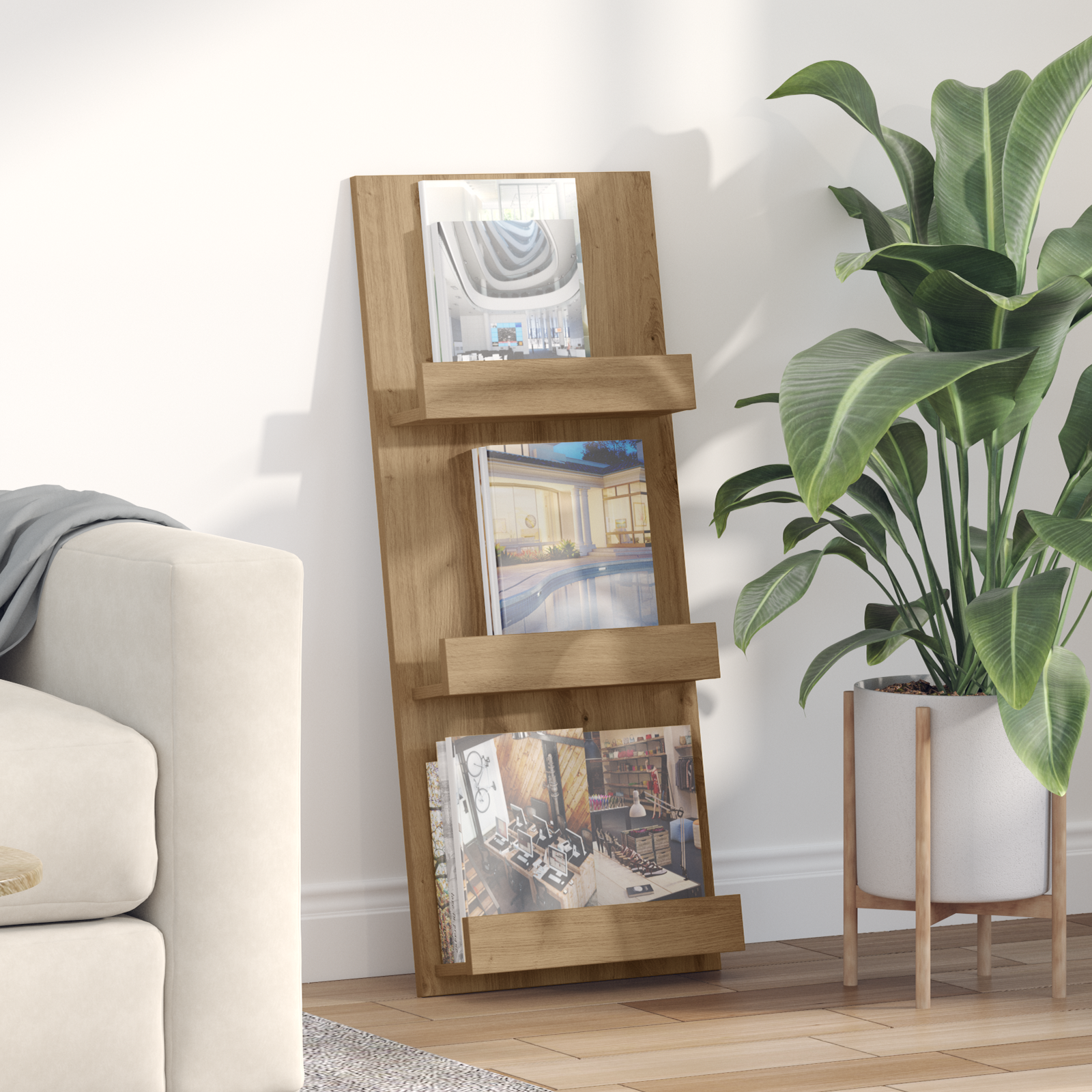 vidaXL Regał na gazety z półką Dąb rzemieślniczy 43 x 11 x 102 cm