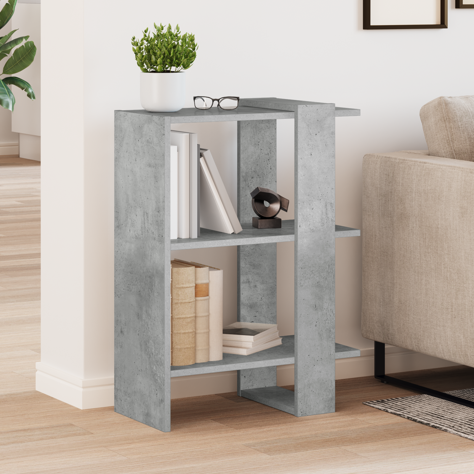 vidaXL Półka na książki 2 poziomy 52 x 25 x 71,5 cm Betonowy szary