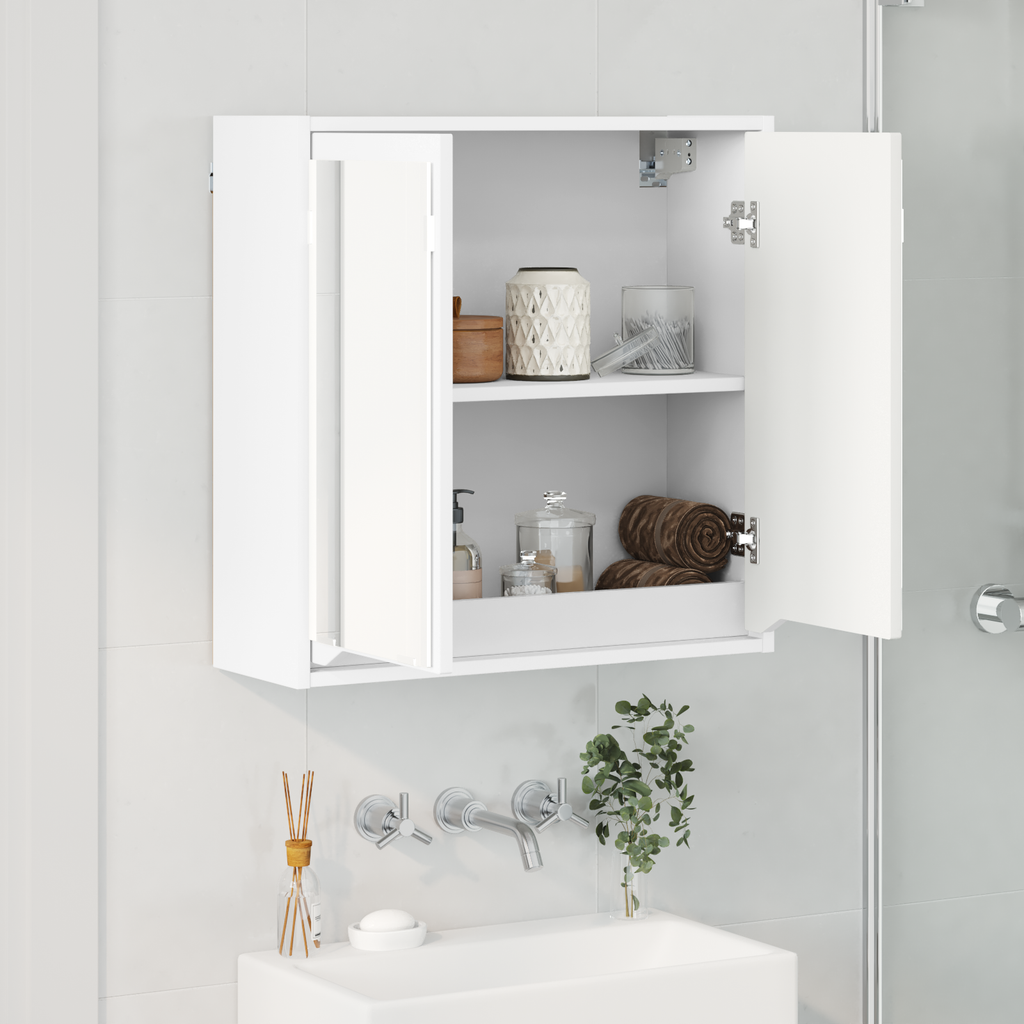 vidaXL Szafka z lustrem do łazienki z półką Biały 60 x 20 x 60 cm