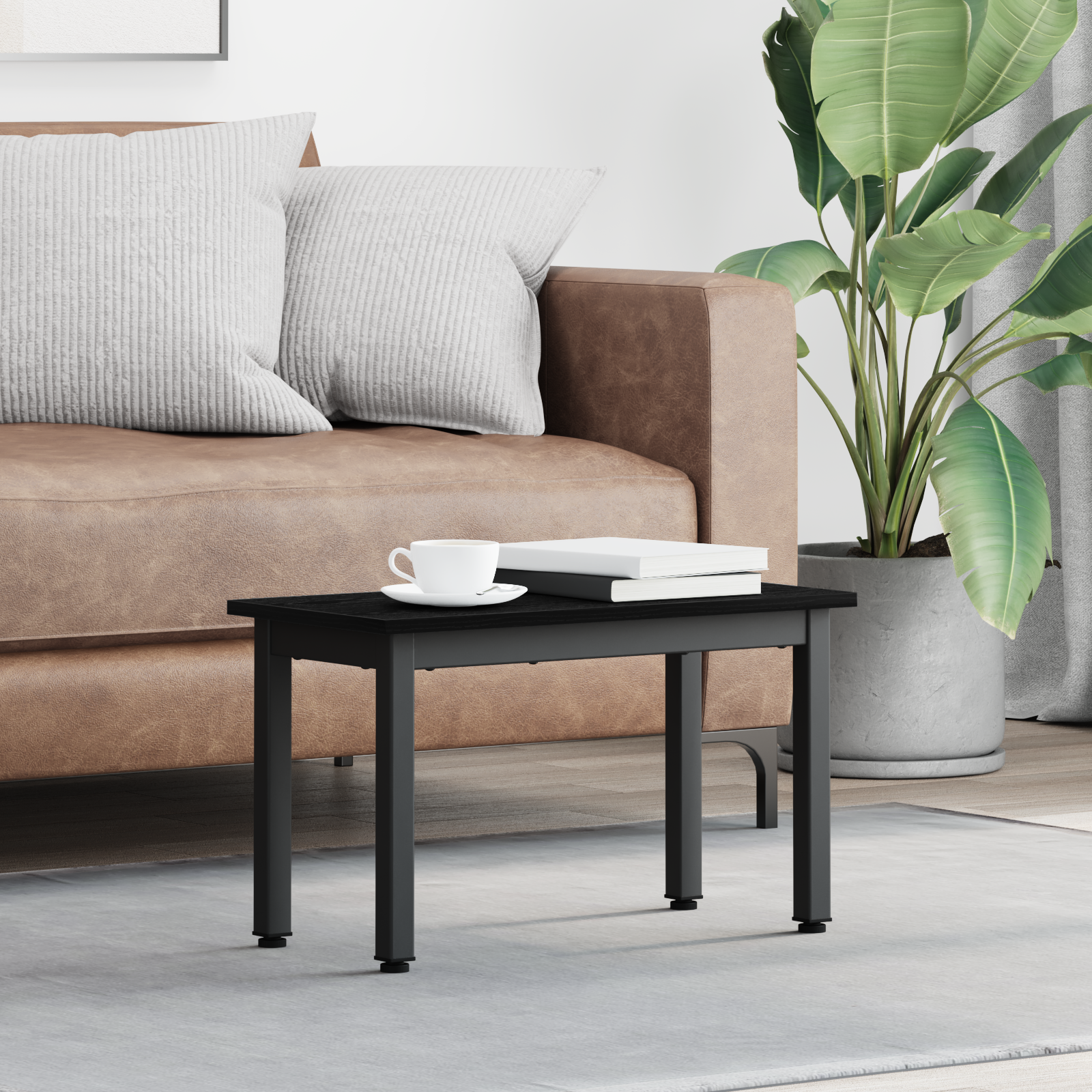 vidaXL Stolik kawowy Czarny Dąb 60 x 30 x 36 cm Drewno inżynieryjne