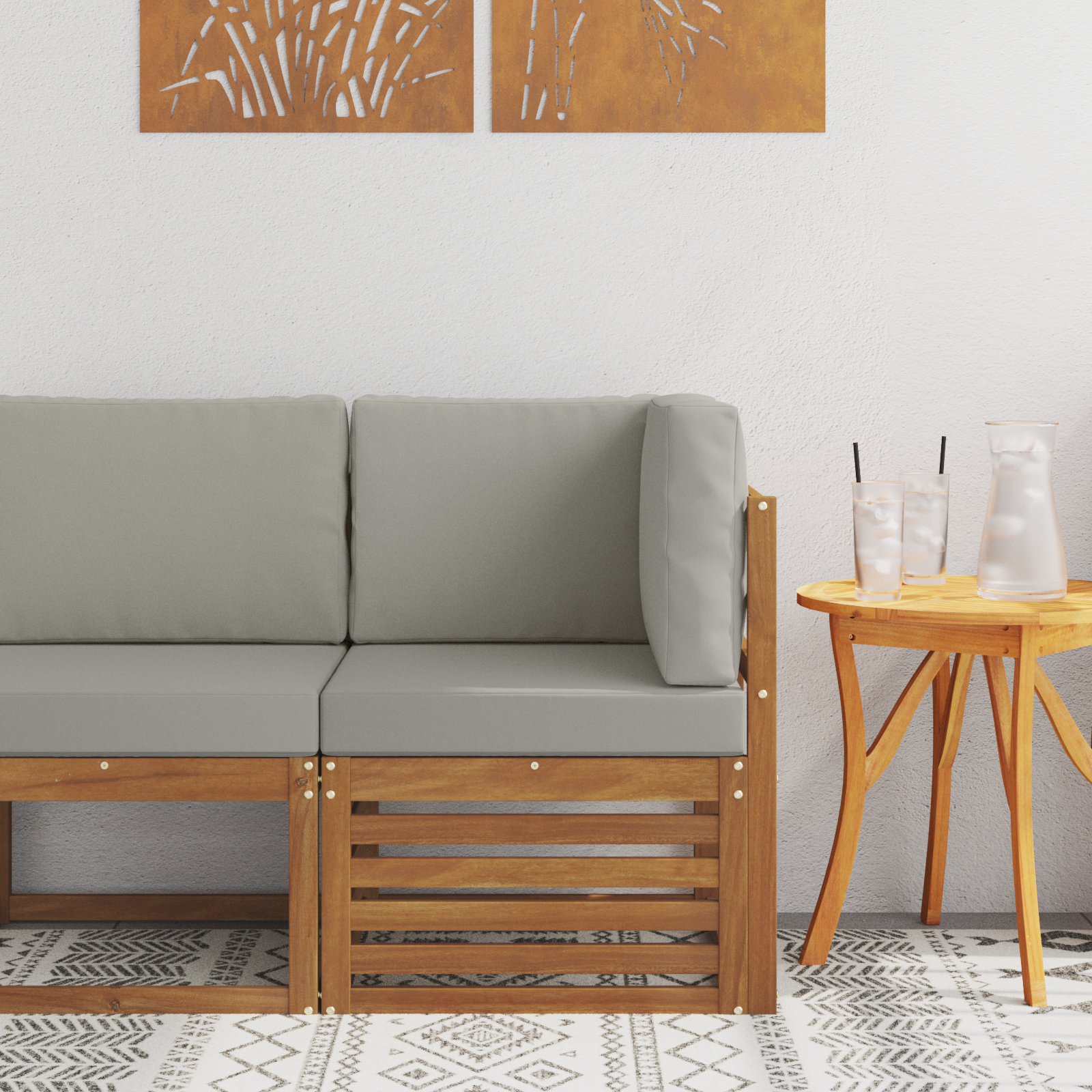 vidaXL Sofa narożna na zewnątrz Lite Drewno Akacji Naturalny