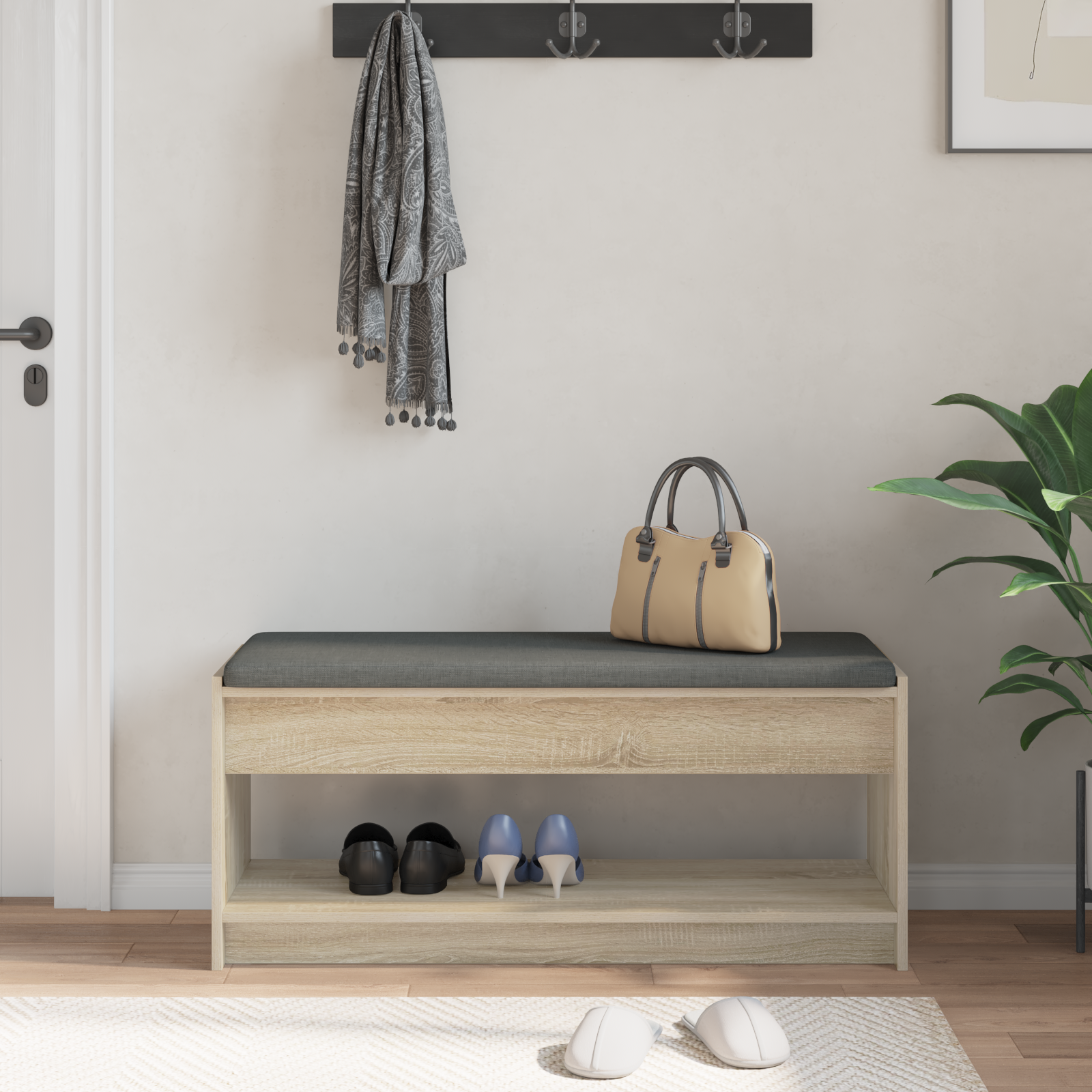 vidaXL Ławka w przedpokoju z poduszką Dąb Sonoma 103 x 38 x 45 cm