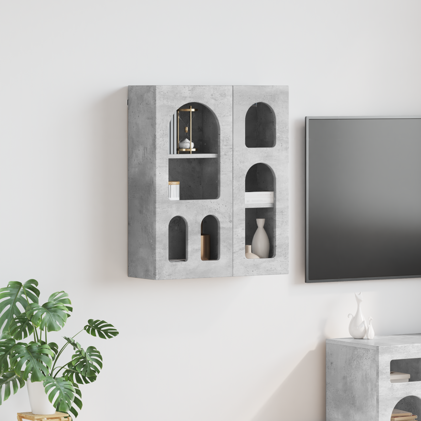 vidaXL Szafka wisząca z półką Betonowy szary 59 x 20 x 71,5 cm