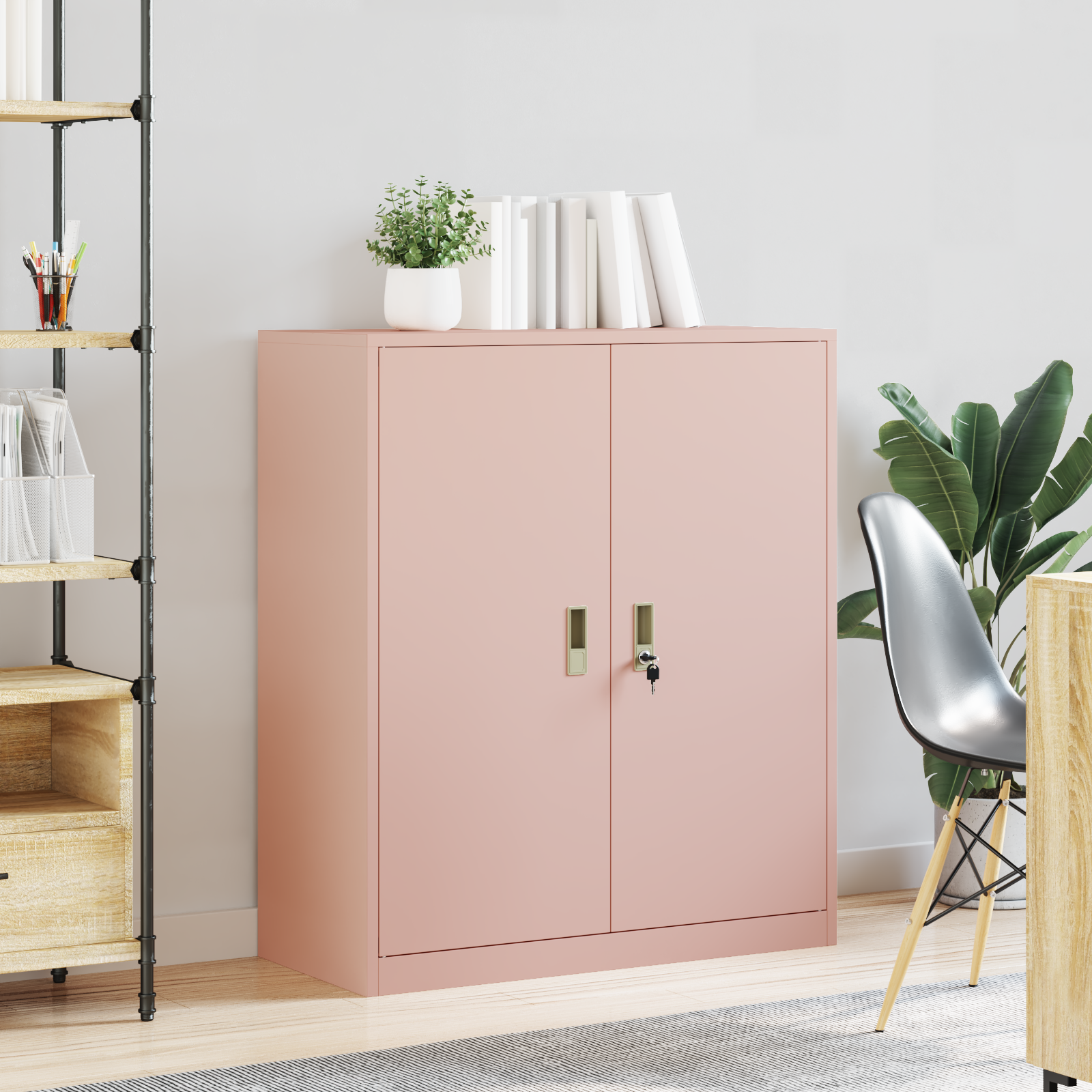 vidaXL Szafka do przechowywania Różowy 90 x 40 x 105 cm Stal