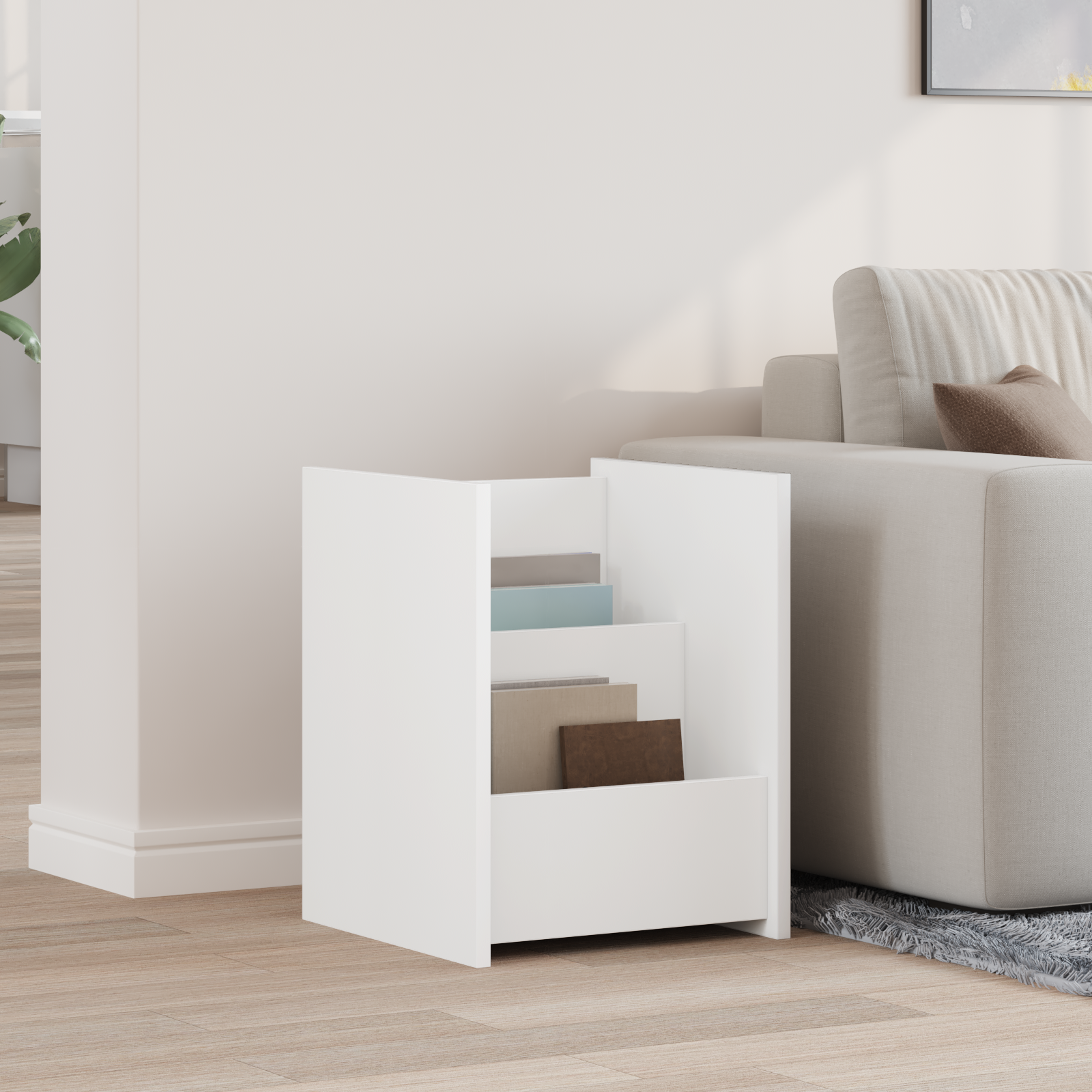 vidaXL Regał na gazety Biały 35 x 35 x 45 cm Drewno inżynieryjne