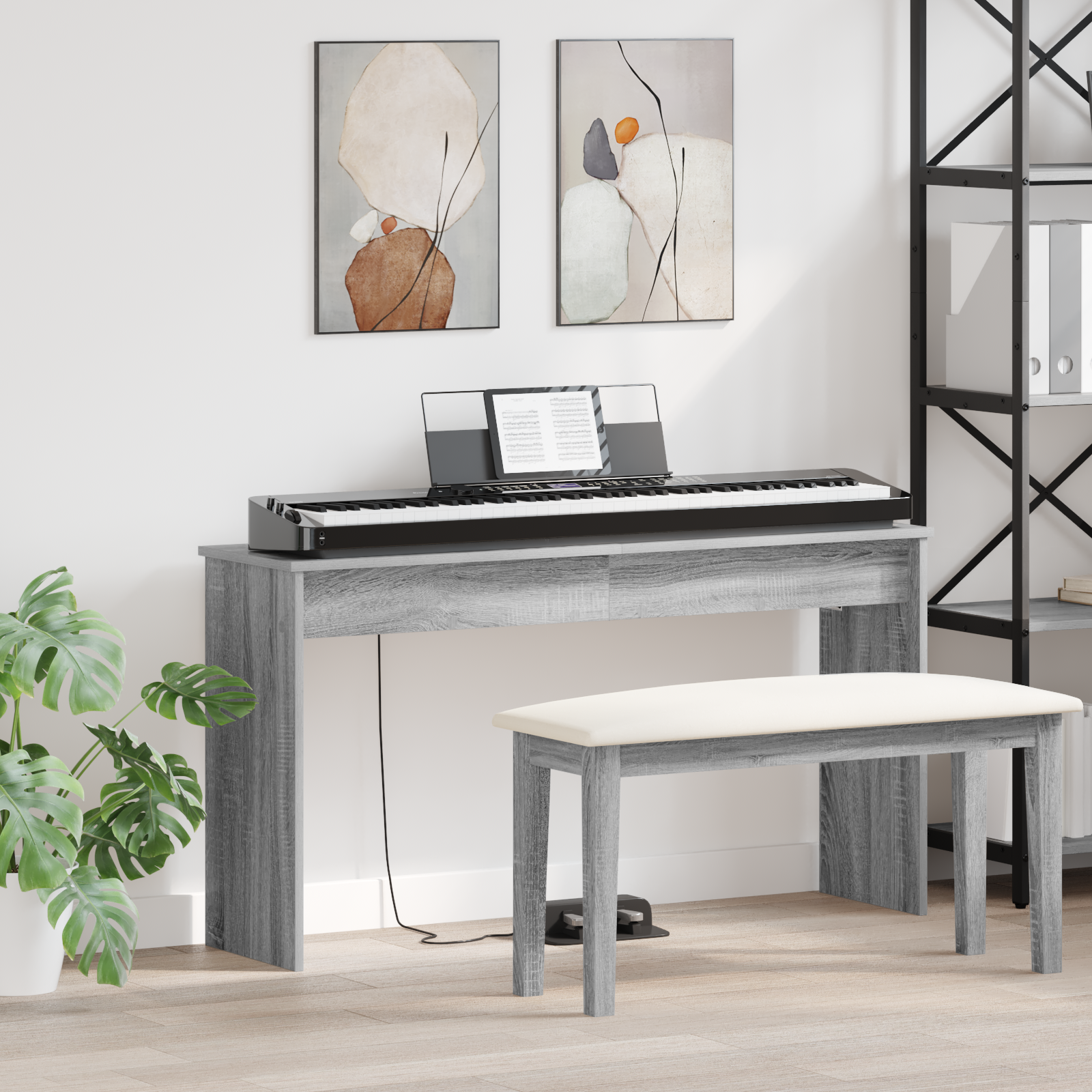 vidaXL Stojak na keyboard Szary Sonoma 120 x 32 x 64 cm