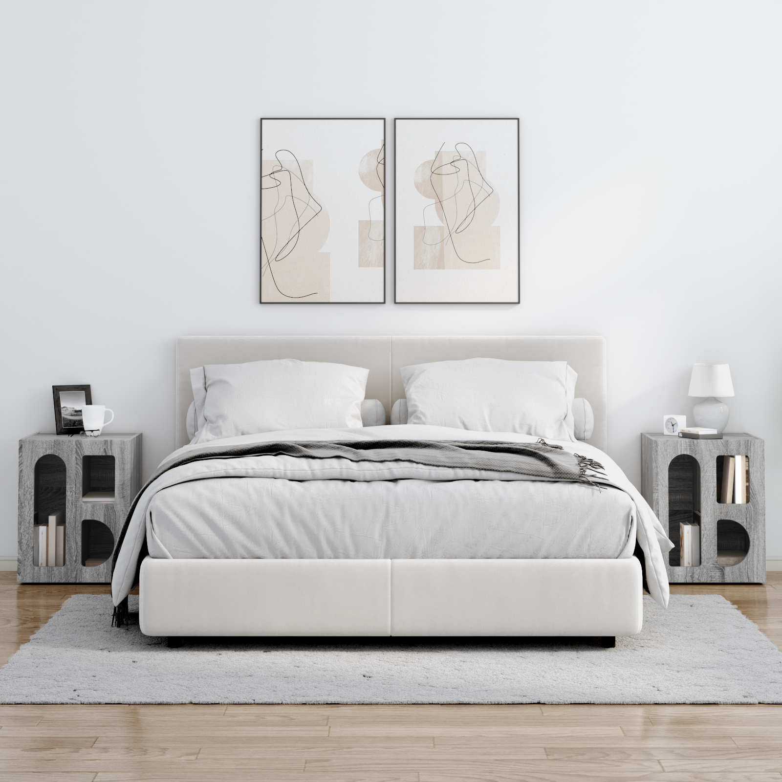 vidaXL Stolik nocny ELST 2 szt. Szary Sonoma 40 x 35 x 50 cm