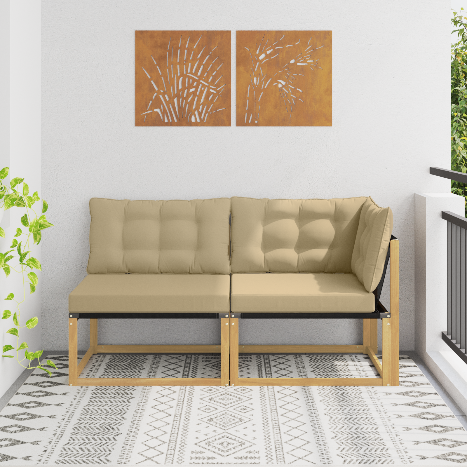 vidaXL Zestaw sof narożnych z poduszką Biały 162,5 x 83 x 73 cm