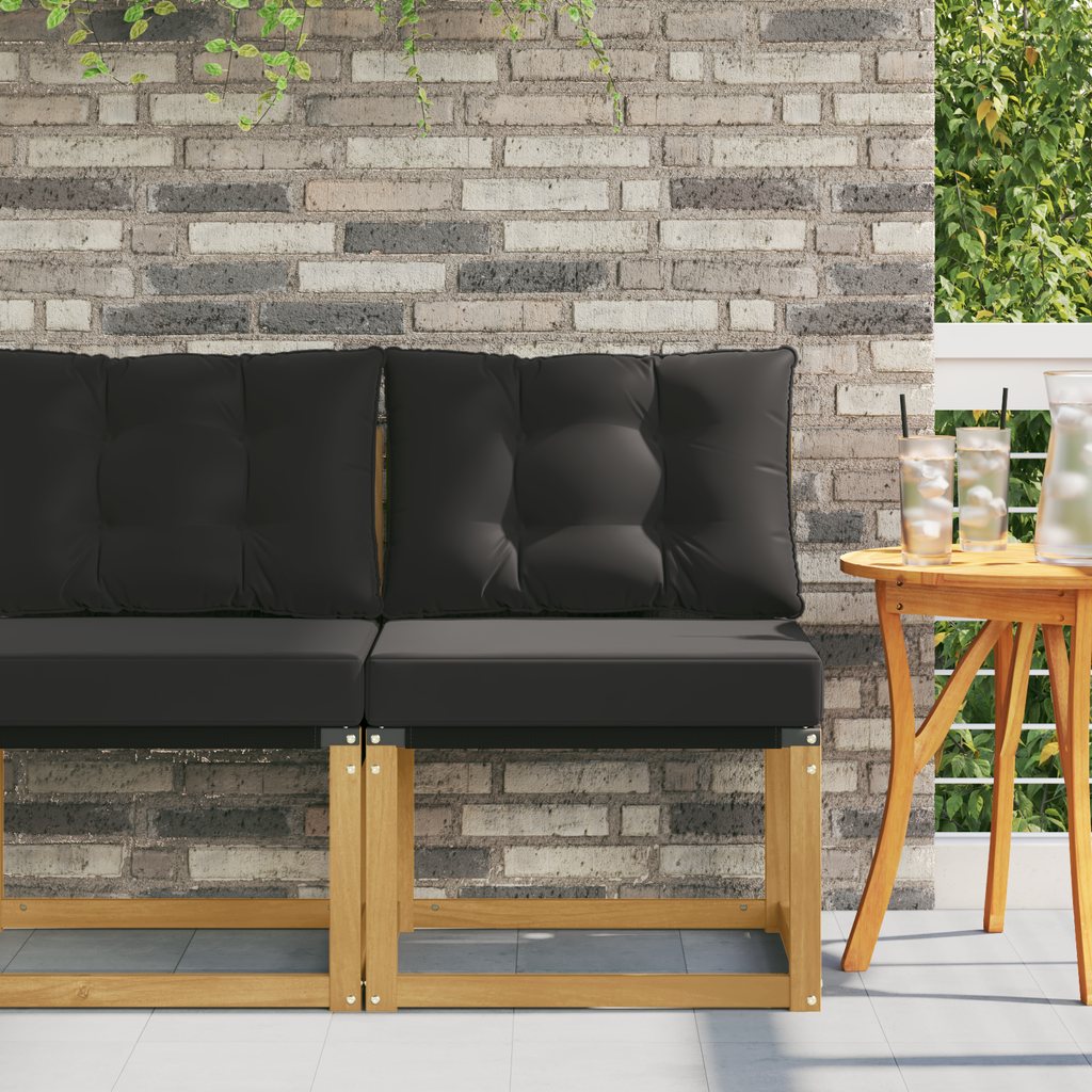 vidaXL Środkowa sofa ogrodowa Lite drewno akacjowe i tkanina tekstylna