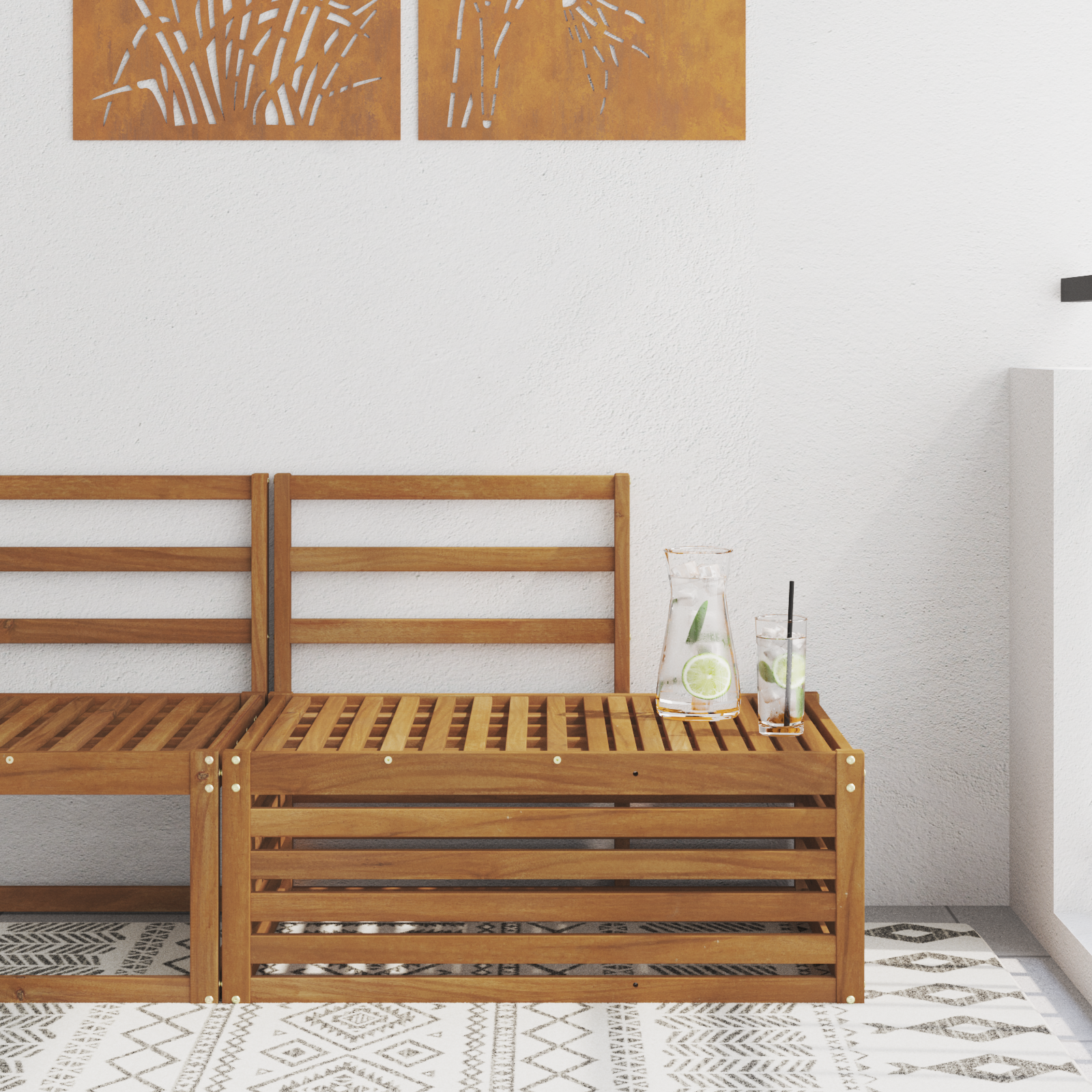 vidaXL Sofa końcowa na zewnątrz Naturalny 91 x 63 x 73 cm