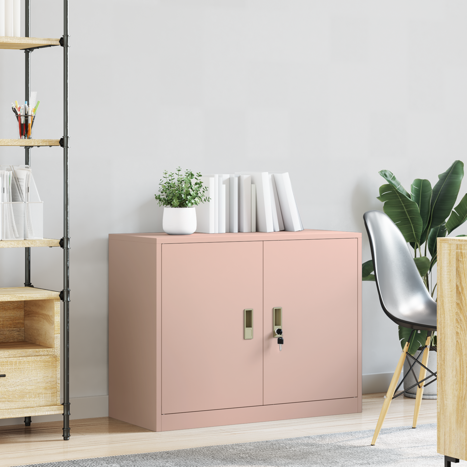 vidaXL Szafka do przechowywania Różowy 90 x 40 x 70 cm Stal