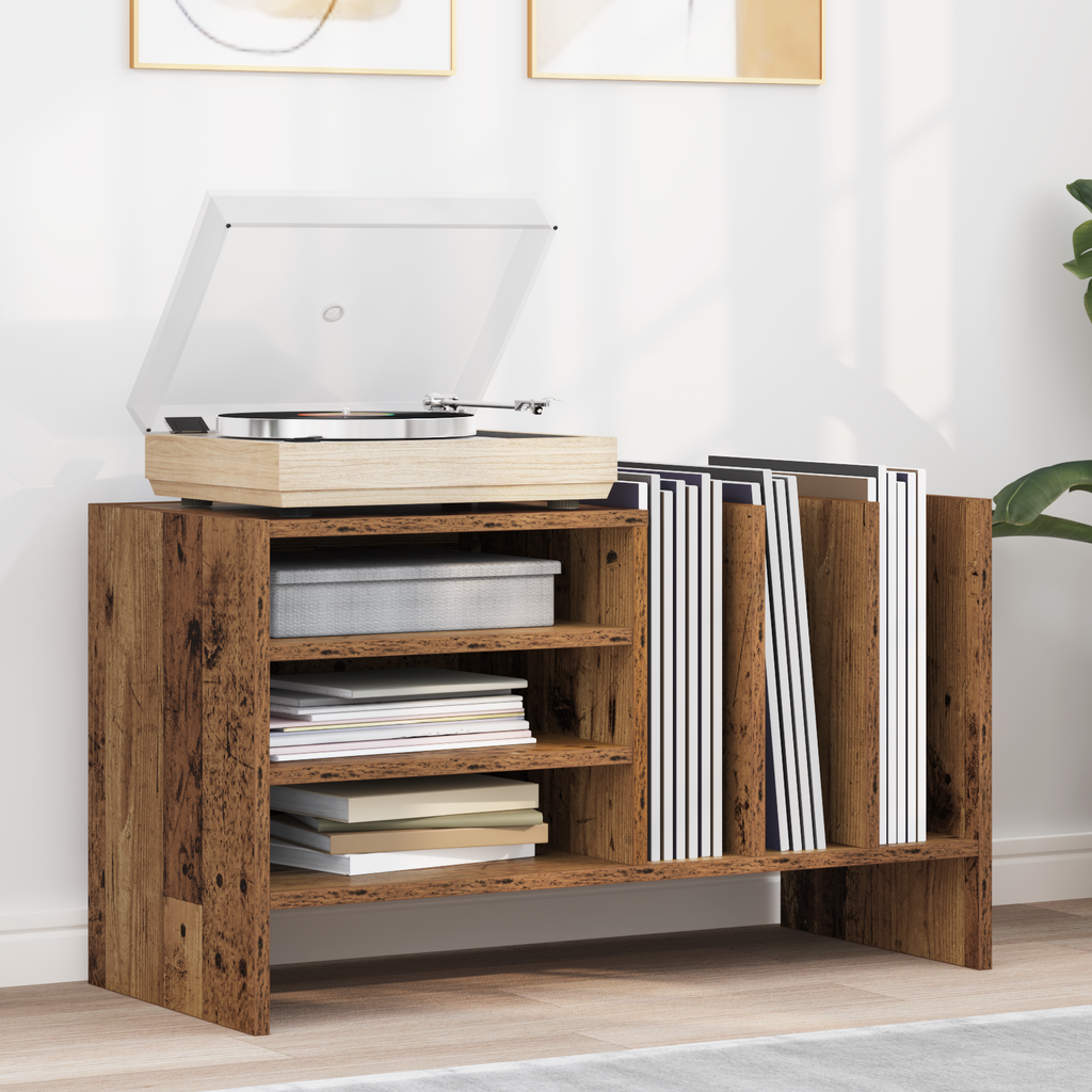 vidaXL Szafka na płyty winylowe z półką Stare drewno 78,5 x 35 x 45 cm
