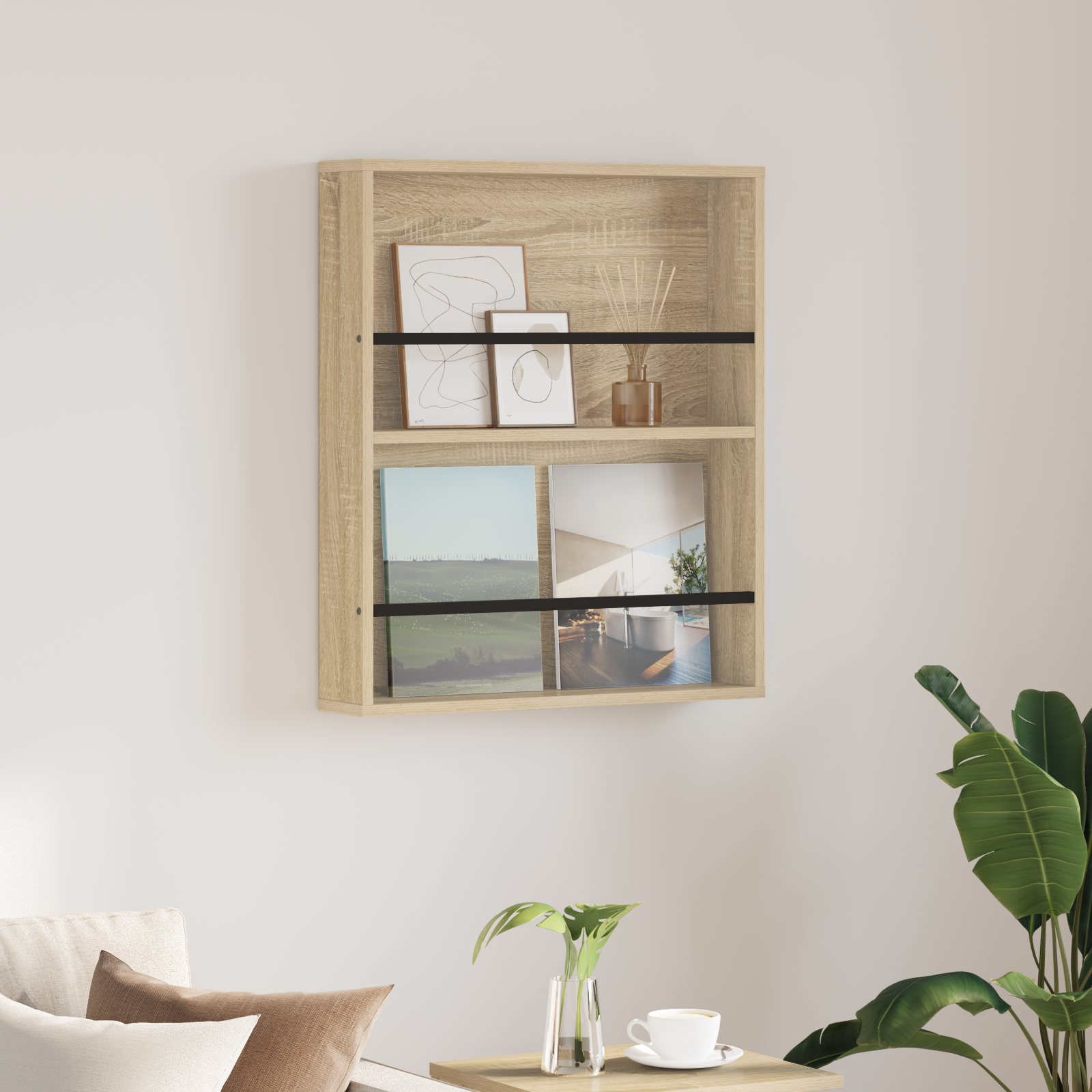 vidaXL Regał na gazety Dąb Sonoma 60 x 12 x 70 cm Drewno inżynieryjne