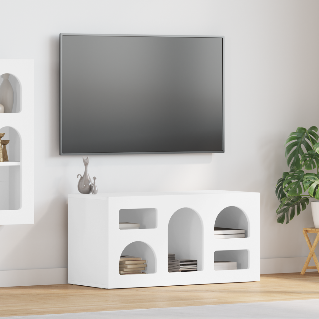 vidaXL Szafka pod telewizor ELST 80 x 35 x 40 cm Wysoki połysk biały