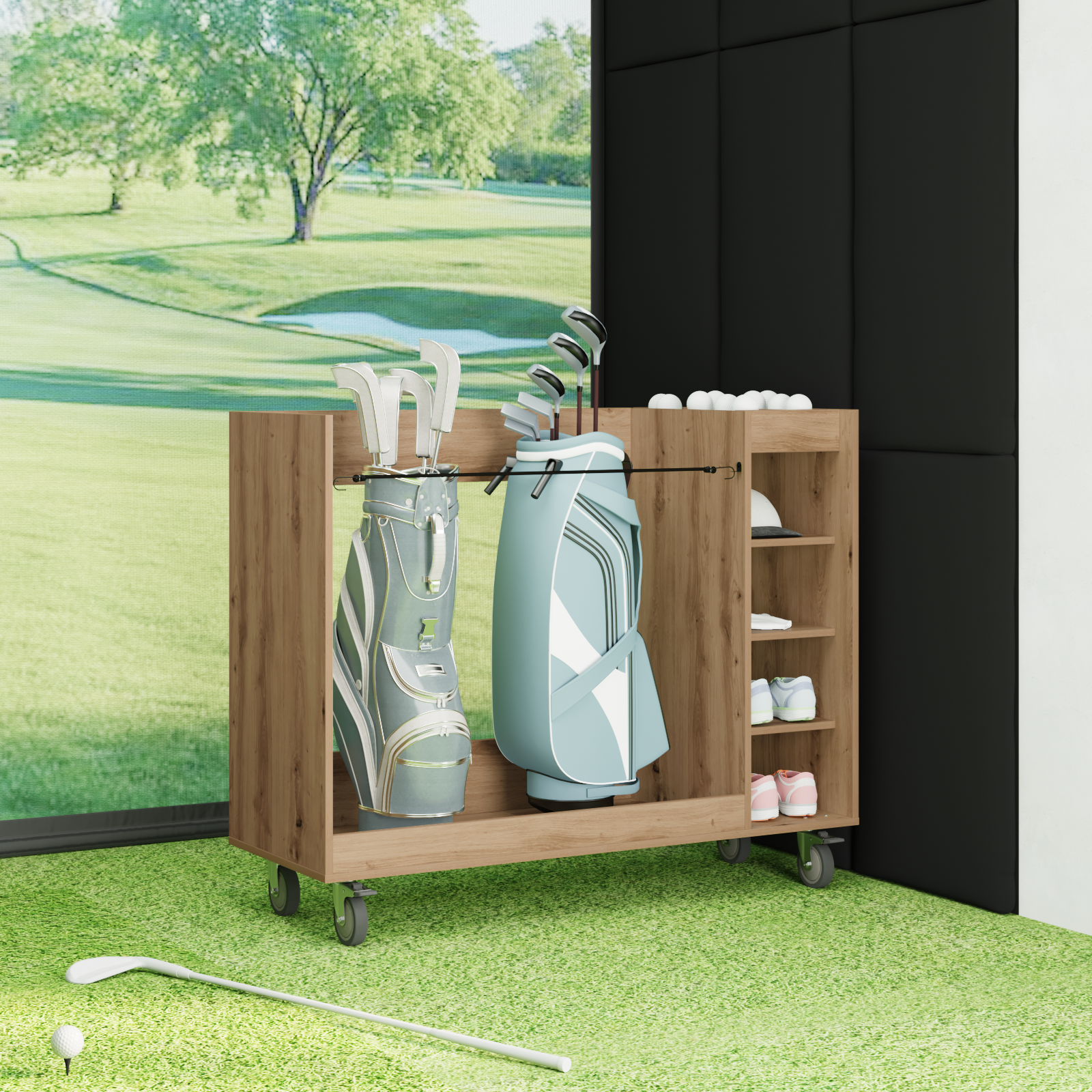 vidaXL Szafka golfowa z kołem Dąb rzemieślniczy 120 x 45 x 98 cm