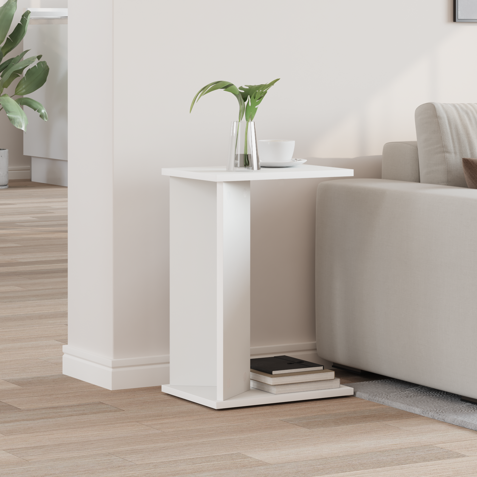 vidaXL Stolik końcowy Biały 35 x 25 x 50 cm Drewno inżynieryjne