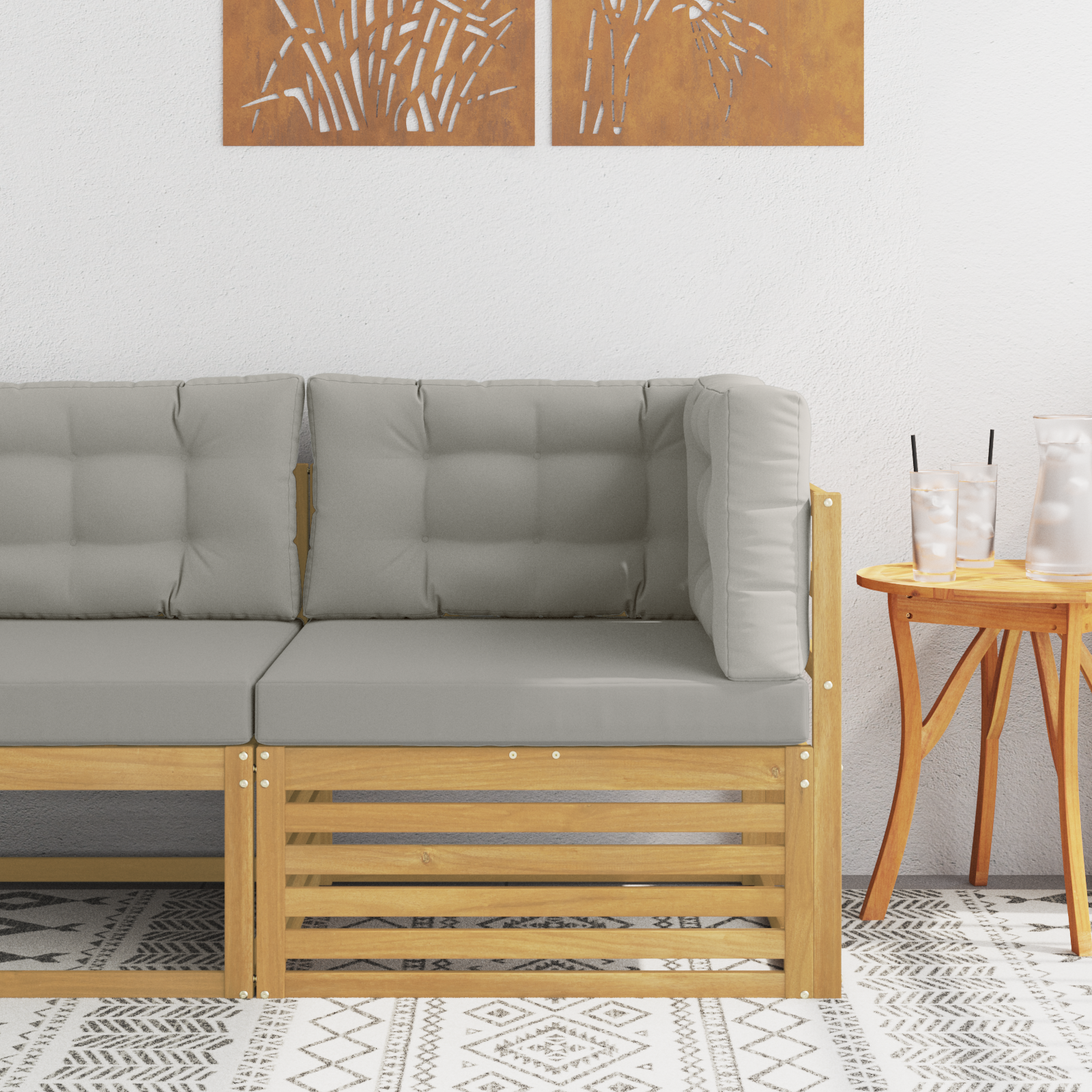 vidaXL Sofa narożna na zewnątrz Lite Drewno Akacji Biały