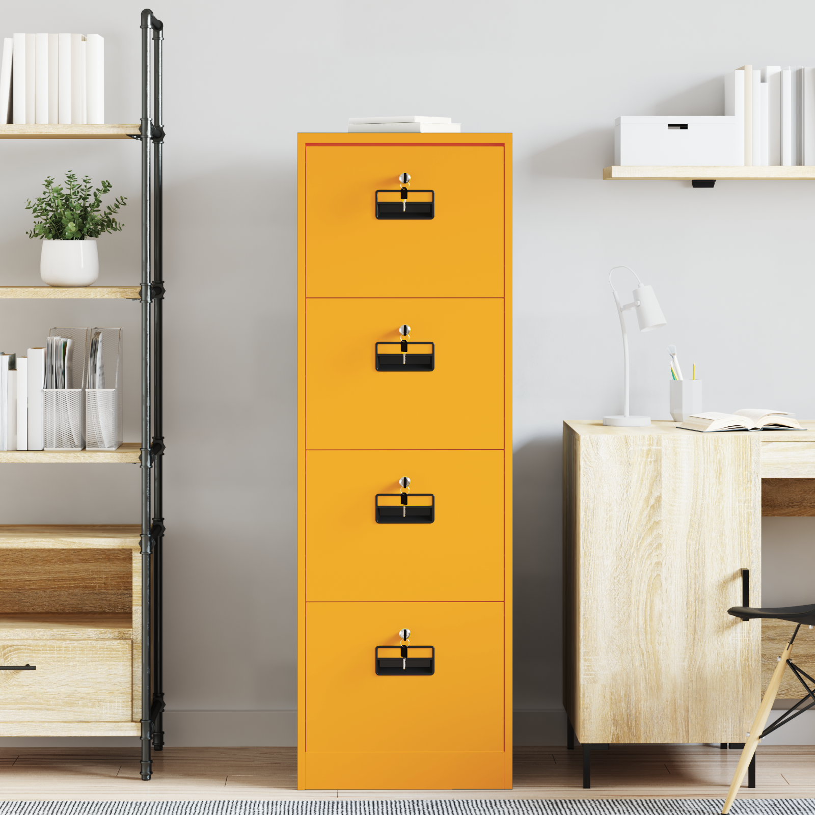 vidaXL Szafka na dokumenty Musztardowy Żółty 45,5 x 42 x 139 cm