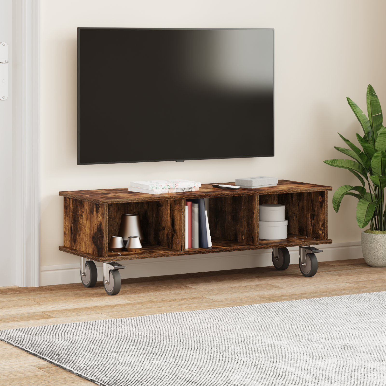 vidaXL Stół pod telewizor 100 x 35 x 35 cm Dąb wędzony