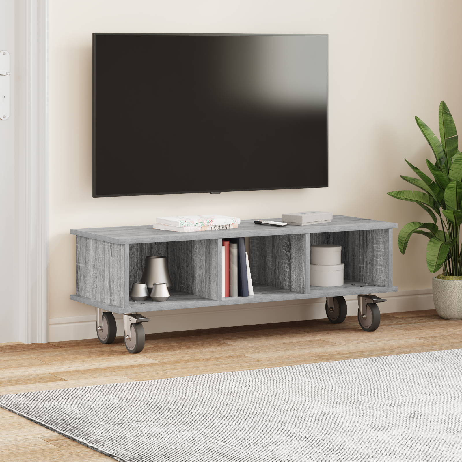 vidaXL Stół pod telewizor 100 x 35 x 35 cm Szary Sonoma