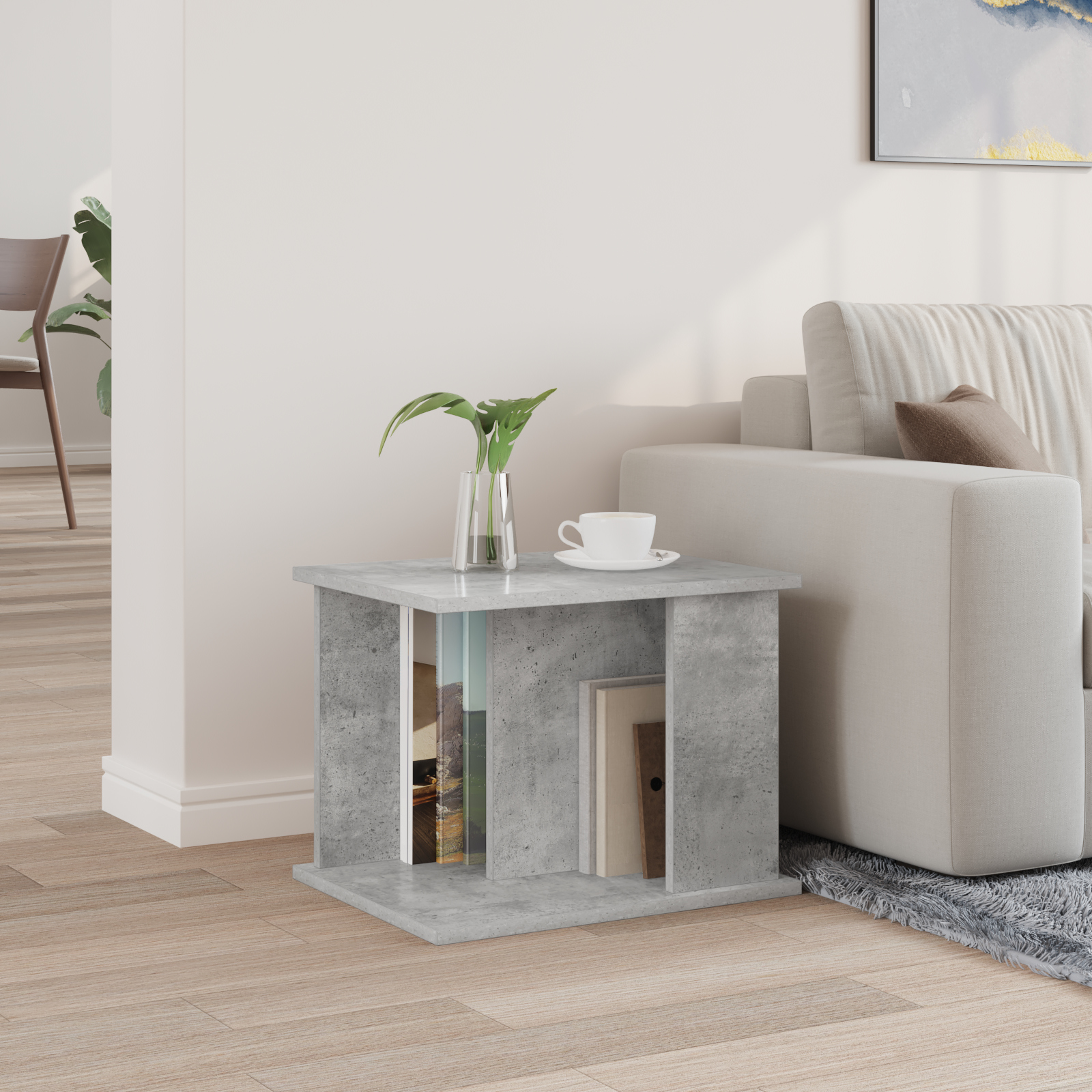 vidaXL Regał na gazety Szary beton 35 x 35 x 45 cm Drewno inżynieryjne