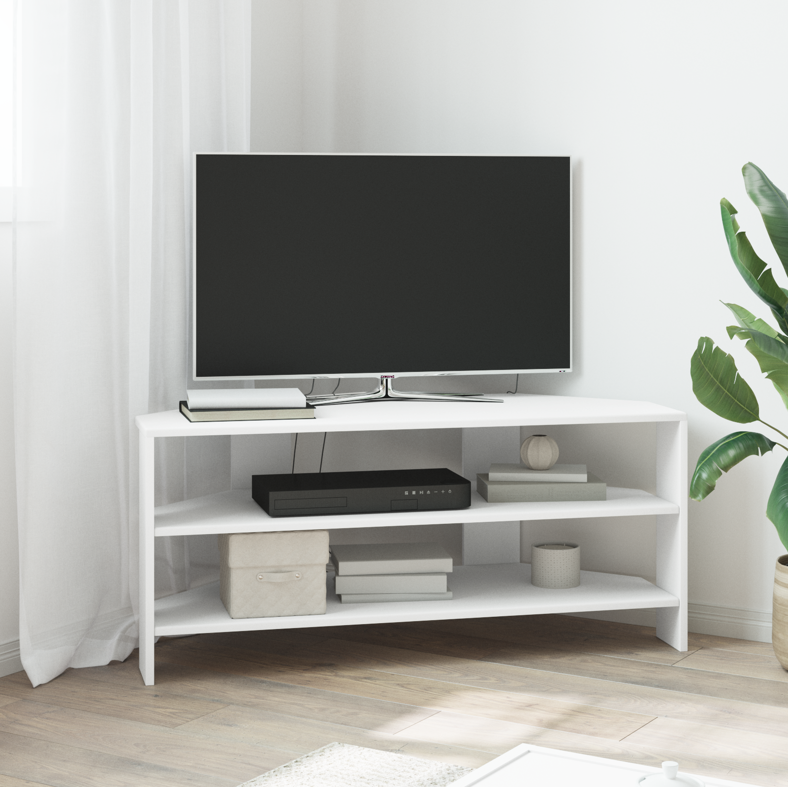 vidaXL RogowaSzafkanaTelewizor 102x40,5x45cm Biały Drewno inżynieryjne