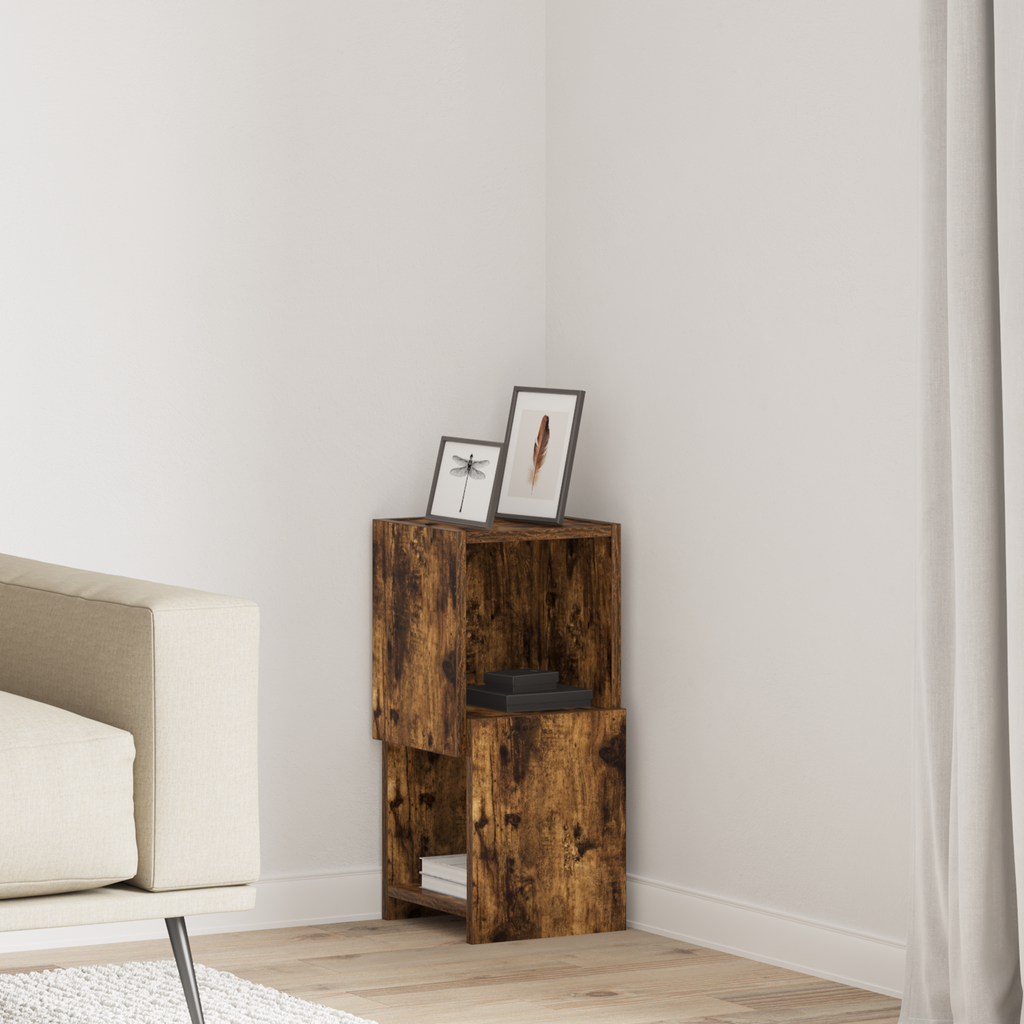 vidaXL Szafka narożna 25,5x25x55cm Drewno inżynieryjne Dąb wędzony