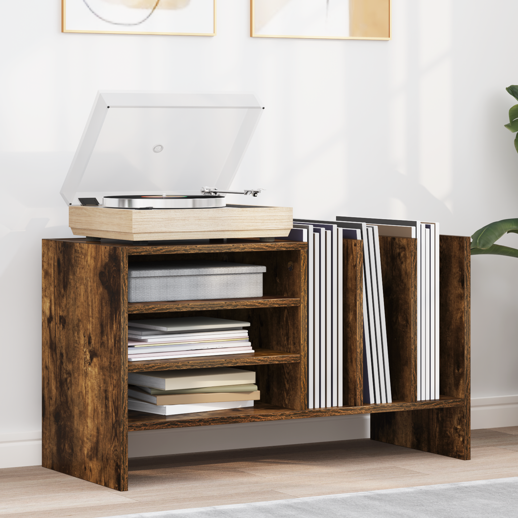 vidaXL Szafka na płyty winylowe z półką Dąb wędzony 78,5 x 35 x 45 cm