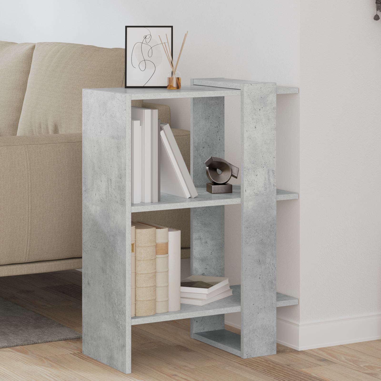 vidaXL Półka na książki 2 poziomy 52 x 25 x 71,5 cm Betonowy szary